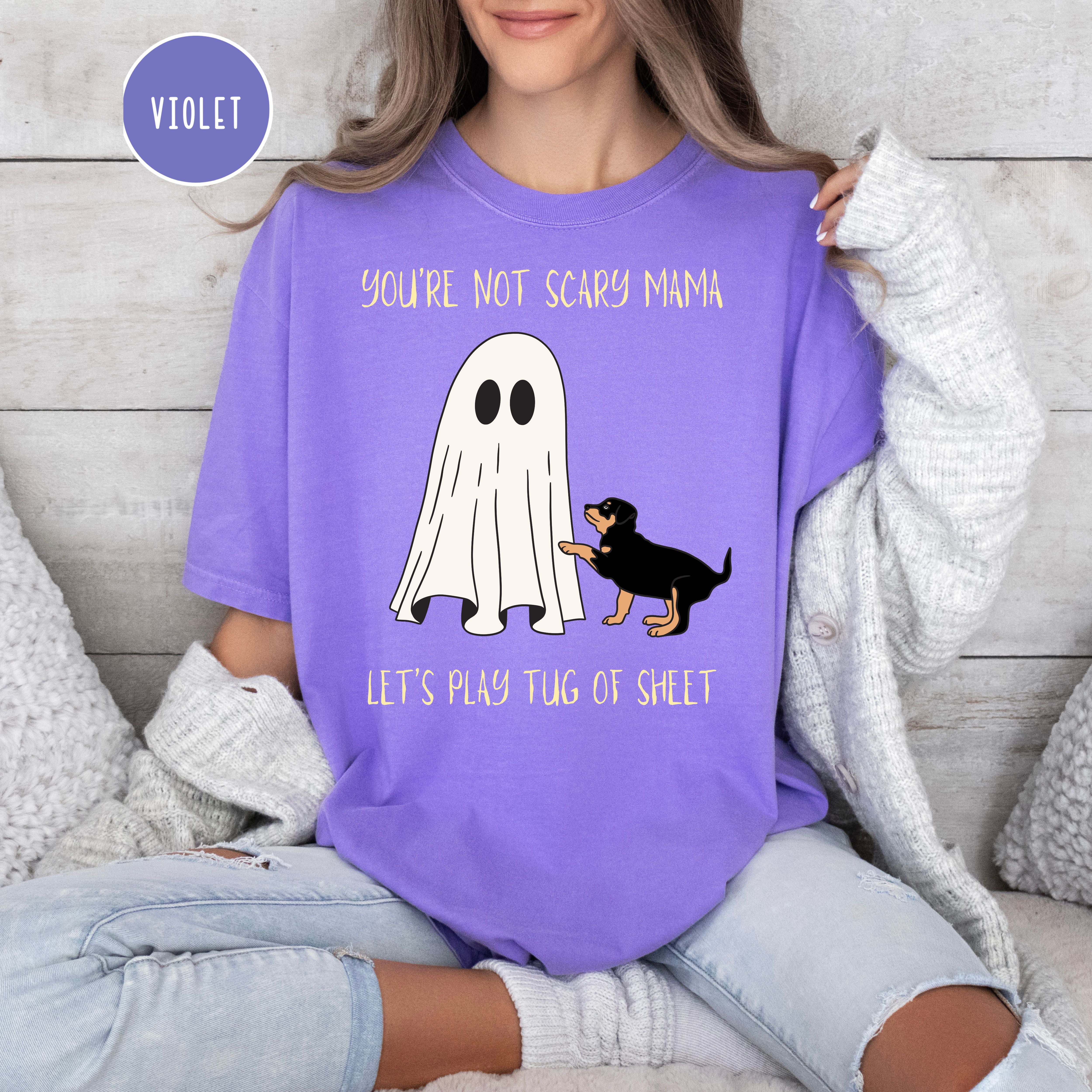 Cute Dog and Ghost Halloween Comfort Color Tee