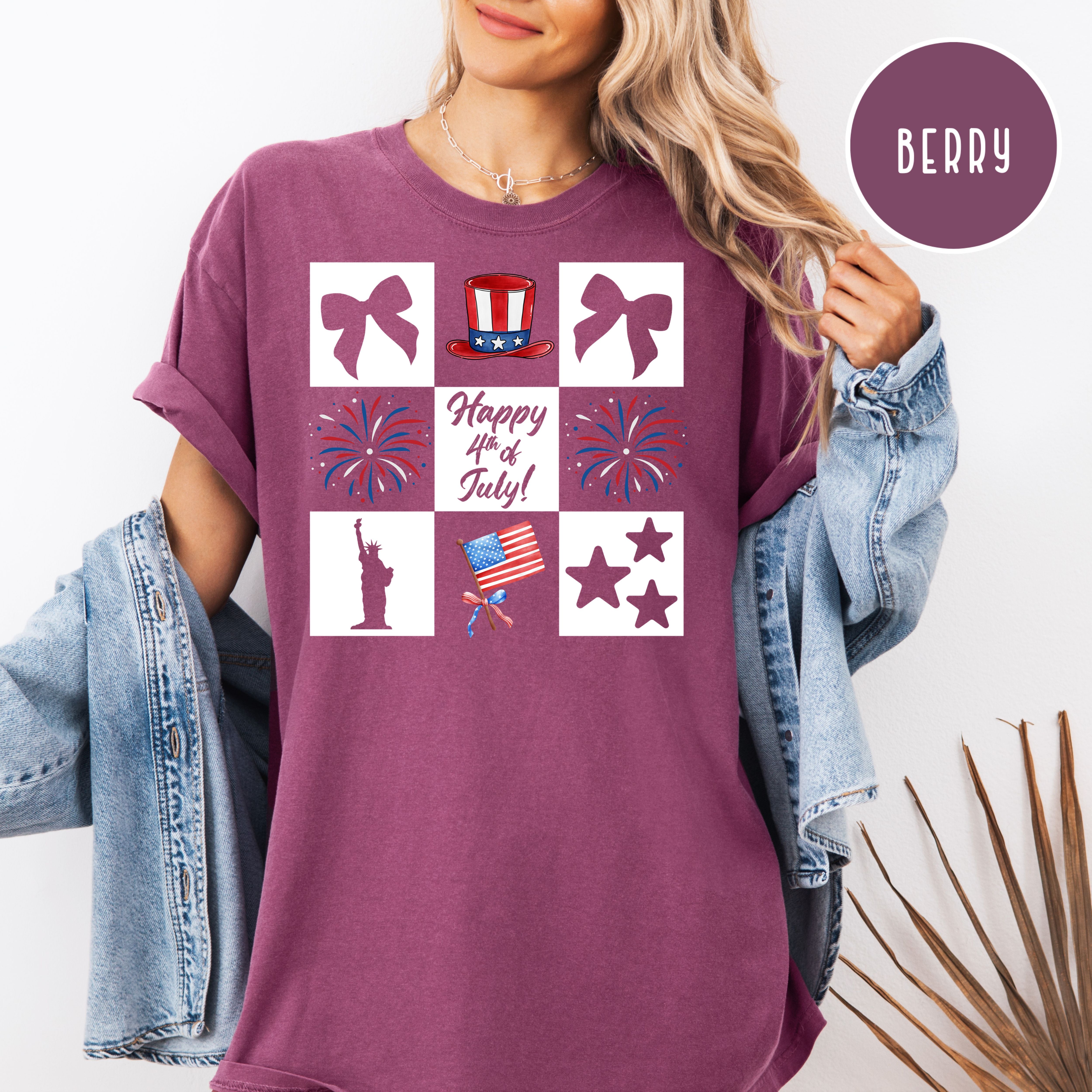 4th of July BBQ Checkerboard Shirt, Fourth of July Comfort Colors Tee