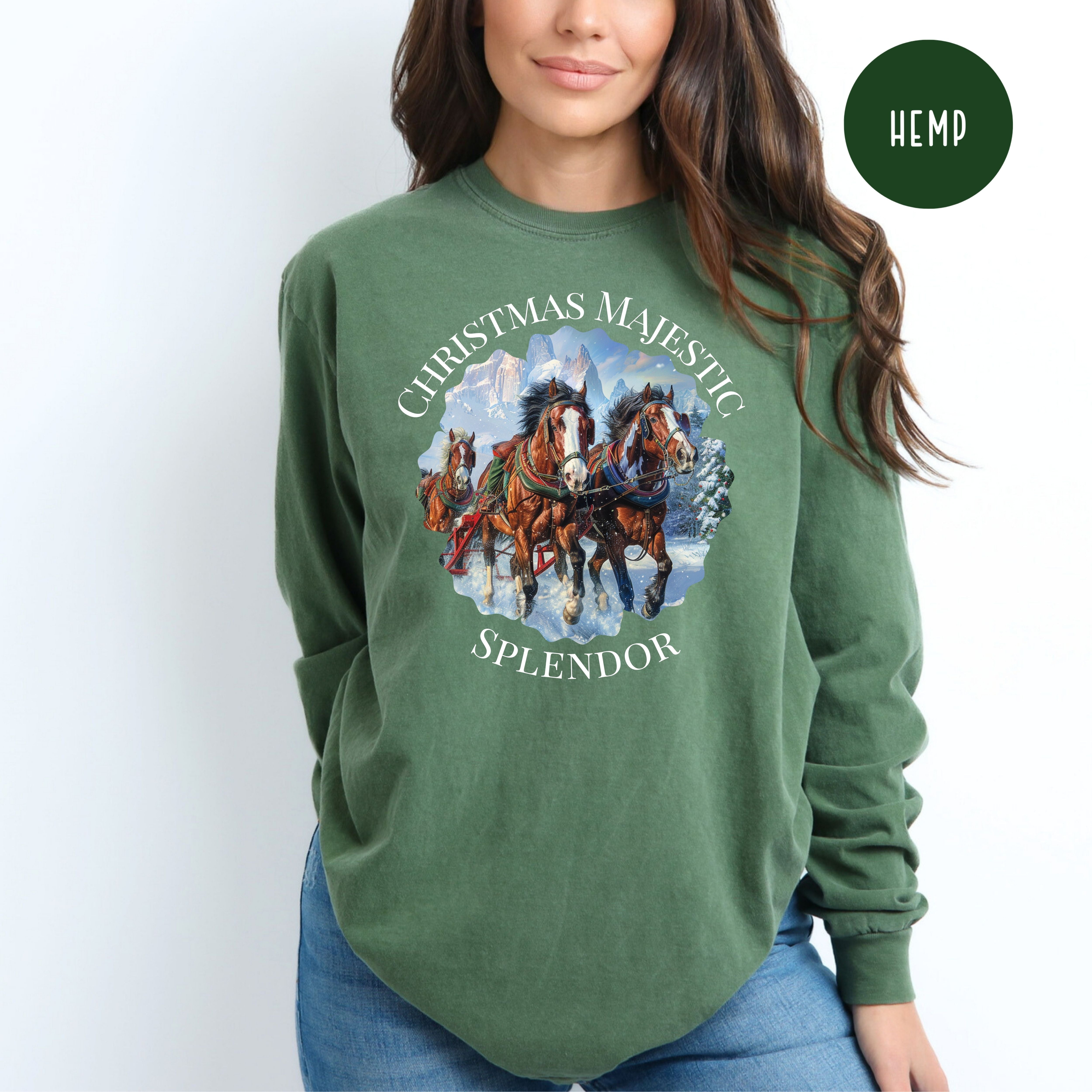 Majestic Christmas Clydesdales Comfort Colors® Long Sleeve Tee