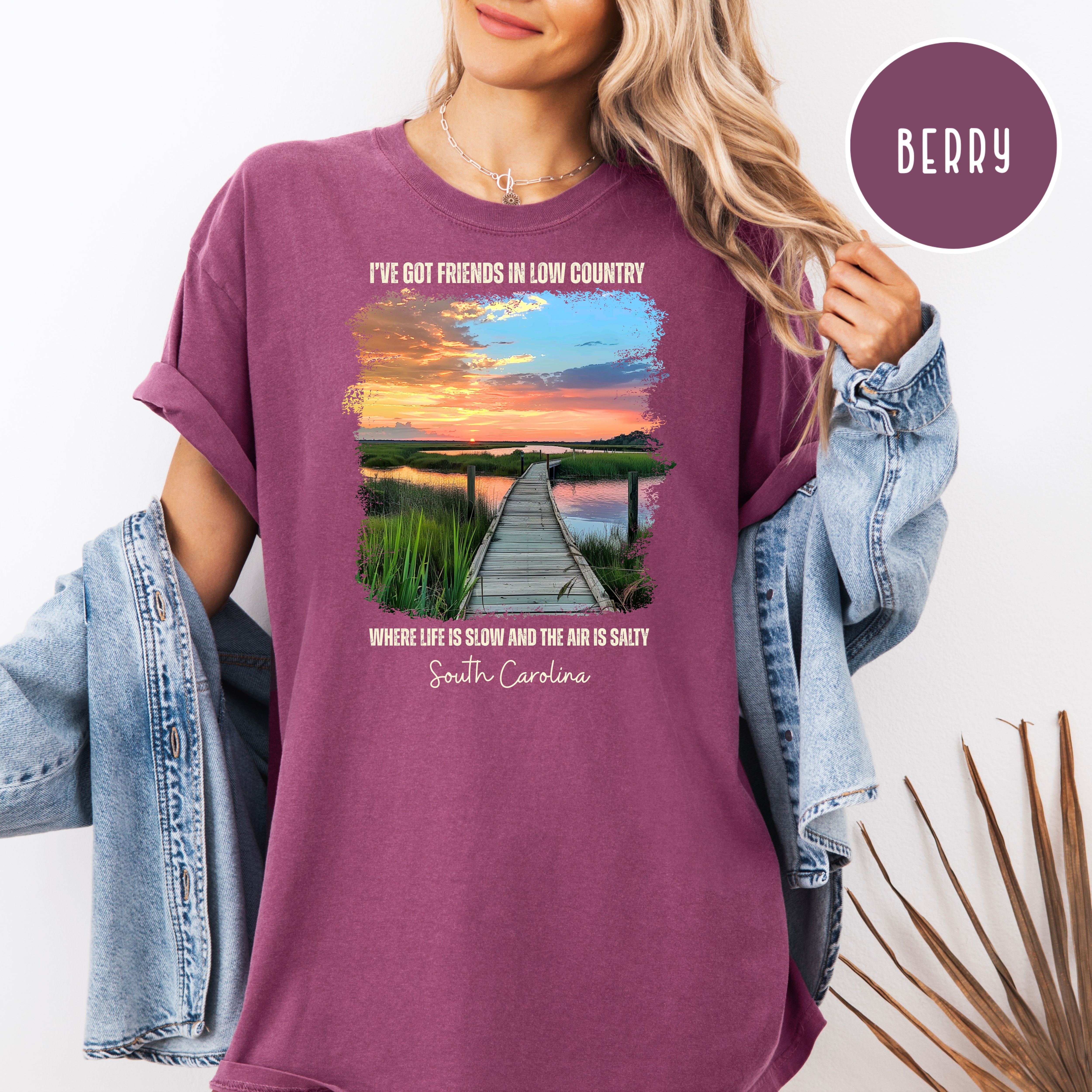 South Carolina Lowcountry Sunset Comfort Colors Tee