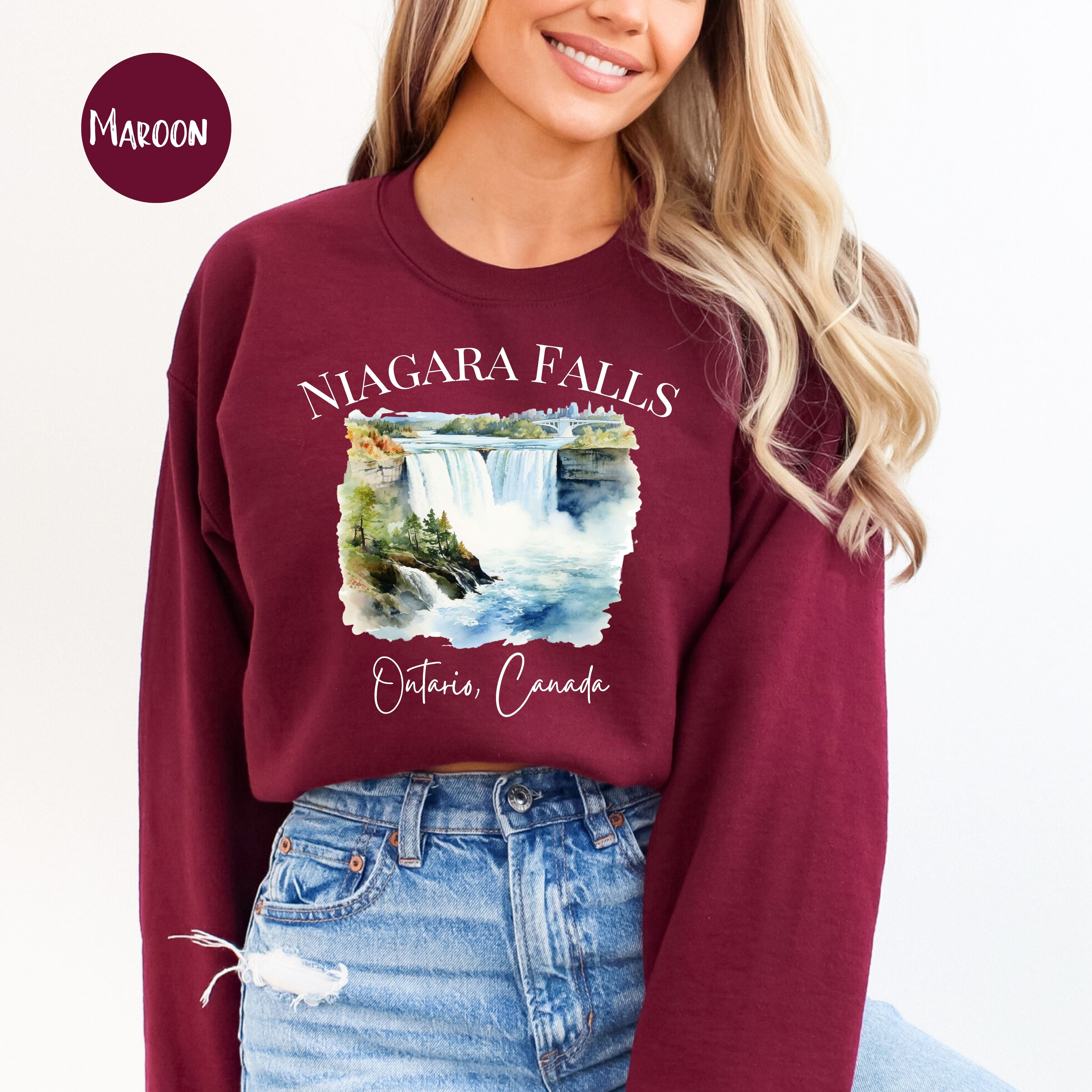 Niagara Falls Waterfall Ontario Canada Adult Unisex Crewneck Sweatshirt