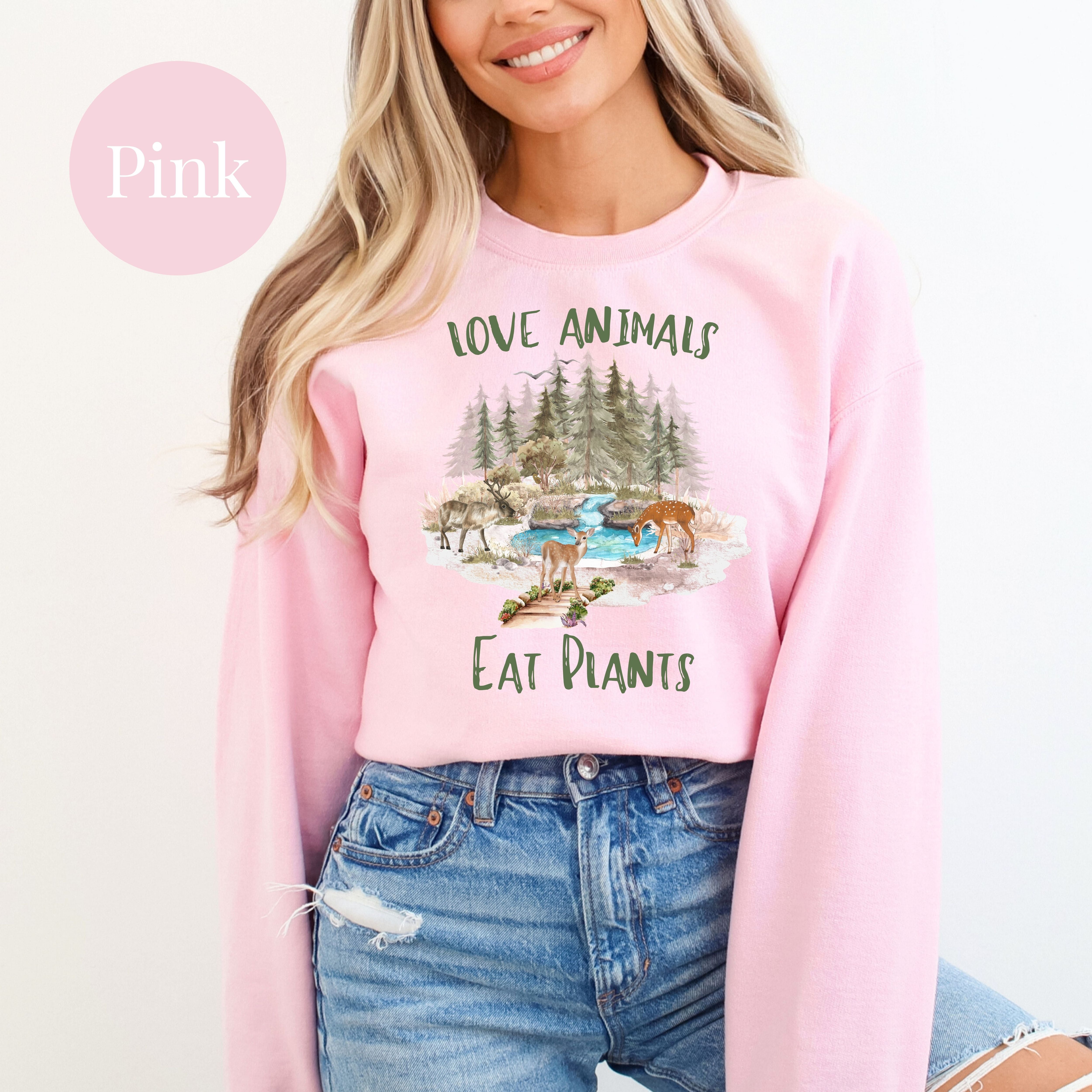 Vegetarian Gift Sweatshirt Love Animals Eat Plants Vegan Gift Sweatshirt