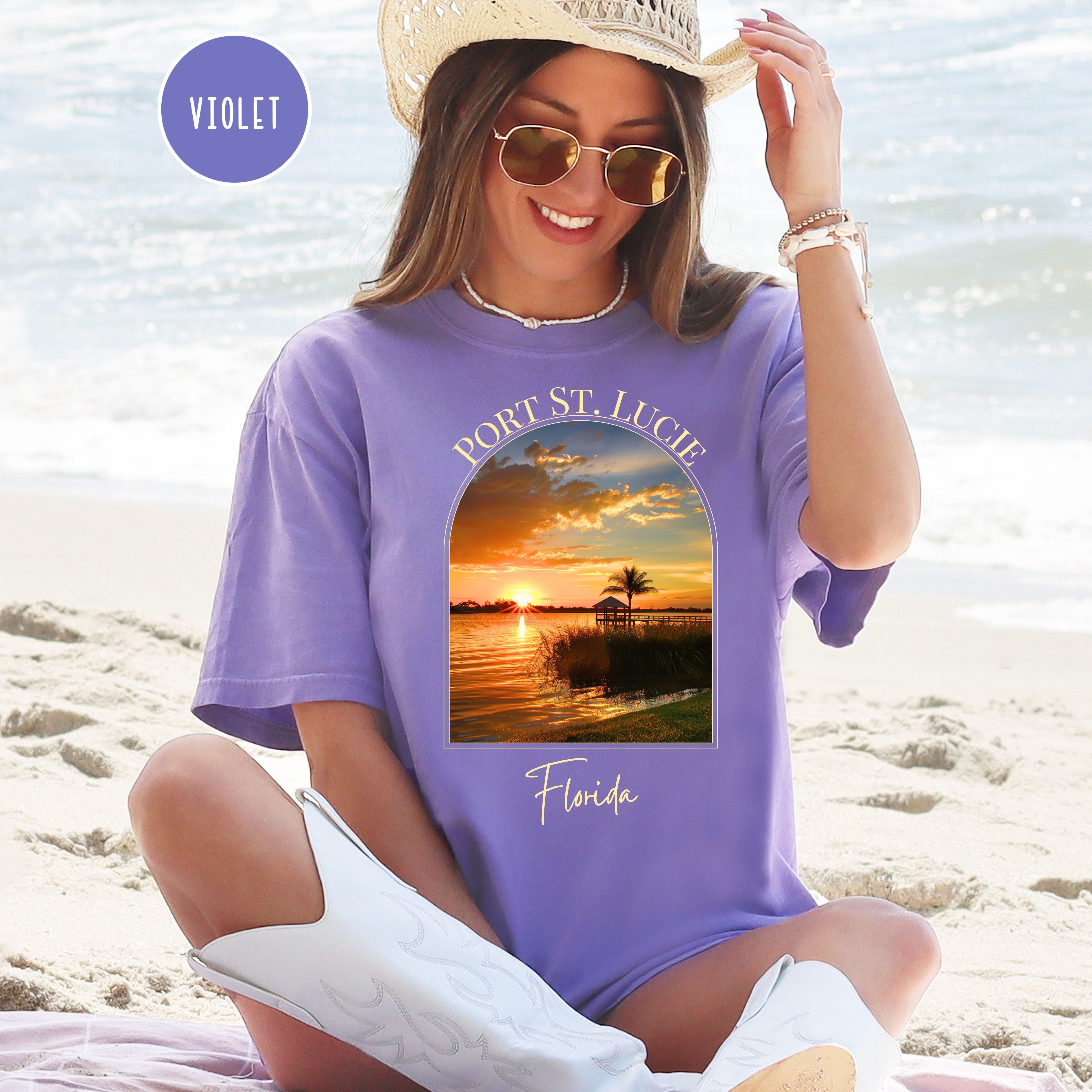 Port St Lucie Florida Sunset Comfort Colors Vacation Gift Shirt