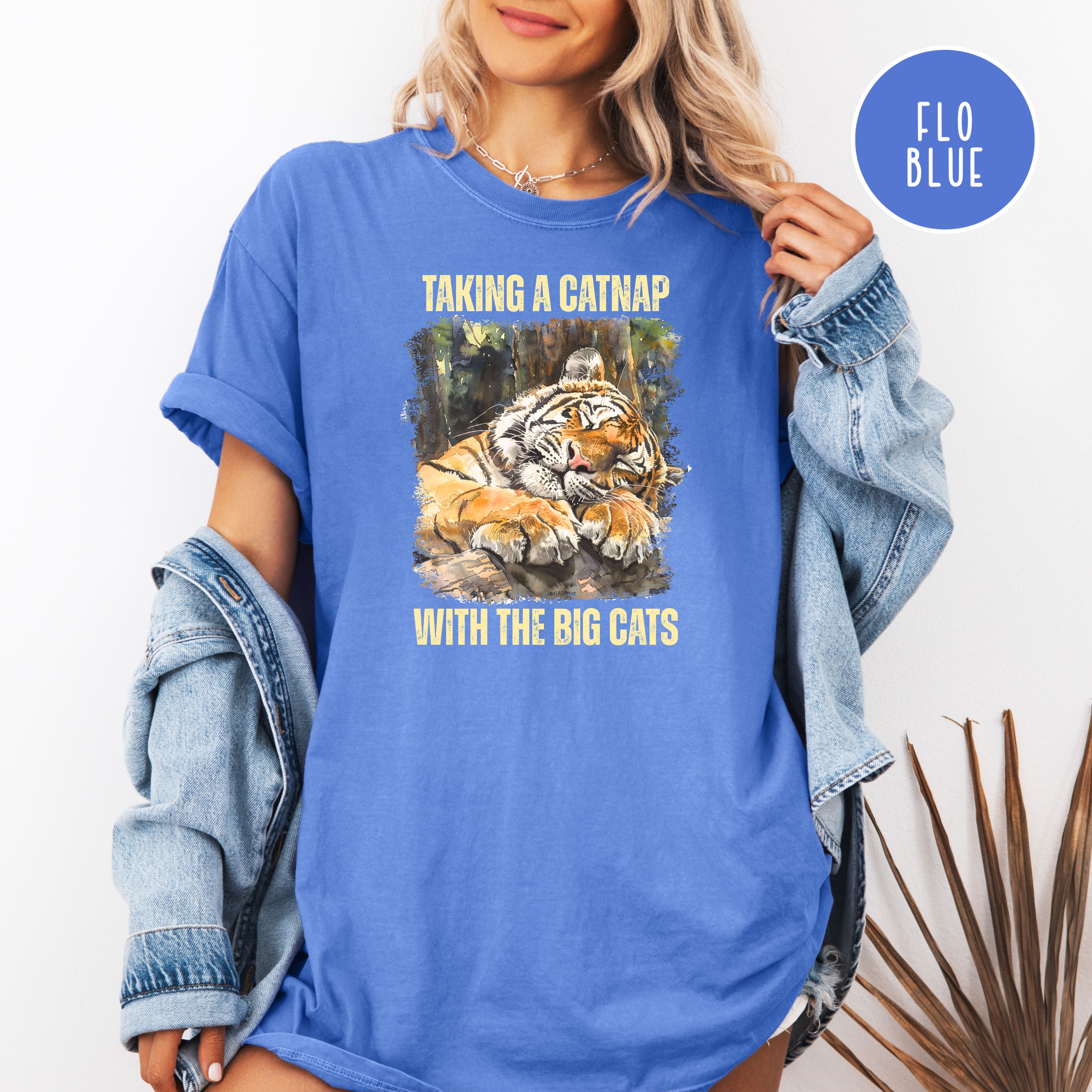Tiger Lover Unisex Comfort Colors T-Shirt, Funny Tiger At The Zoo Shirt, Tiger Taking a Catnap With The Big Cats