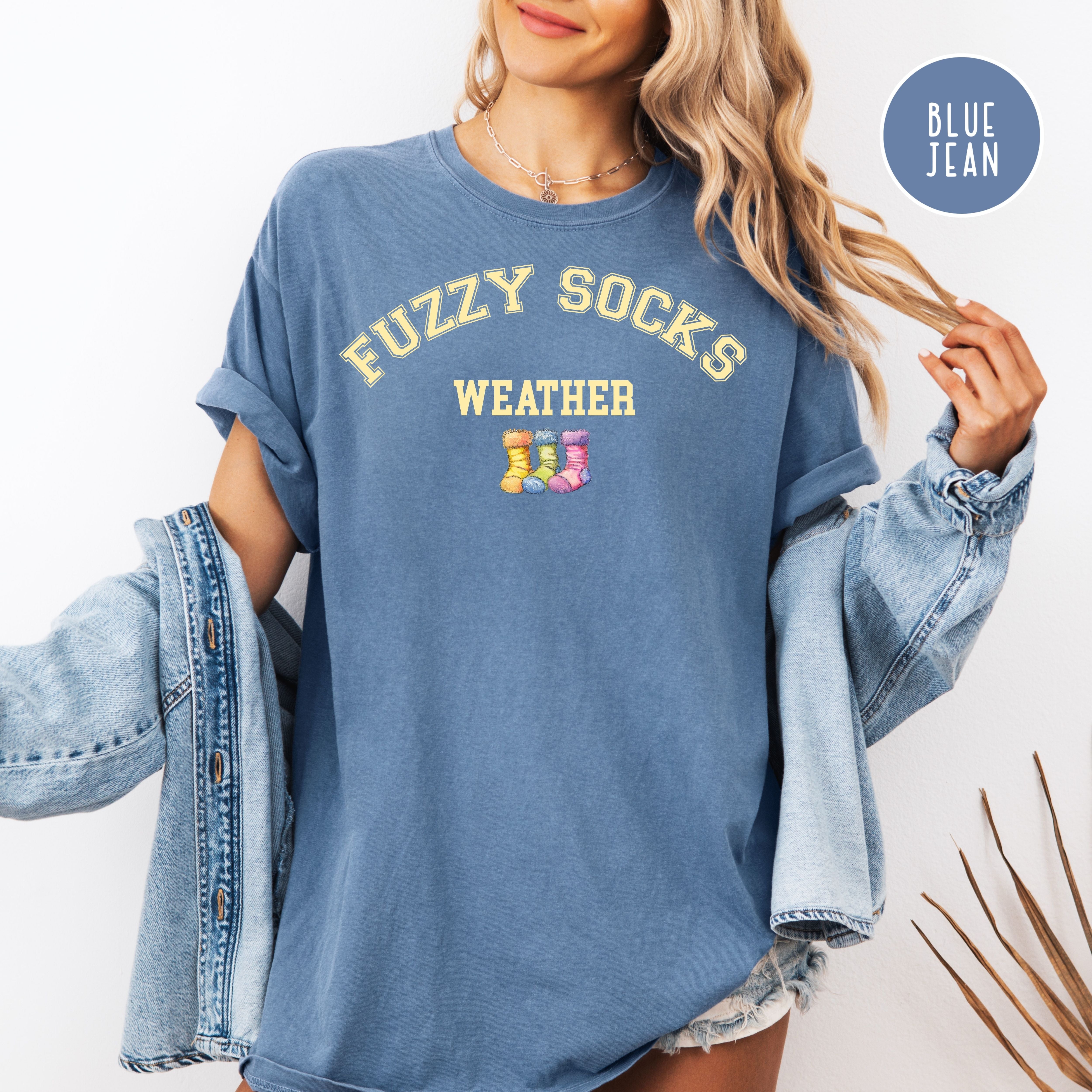 Fuzzy Socks Weather Comfort Colors Autumn Lover Gift Shirt