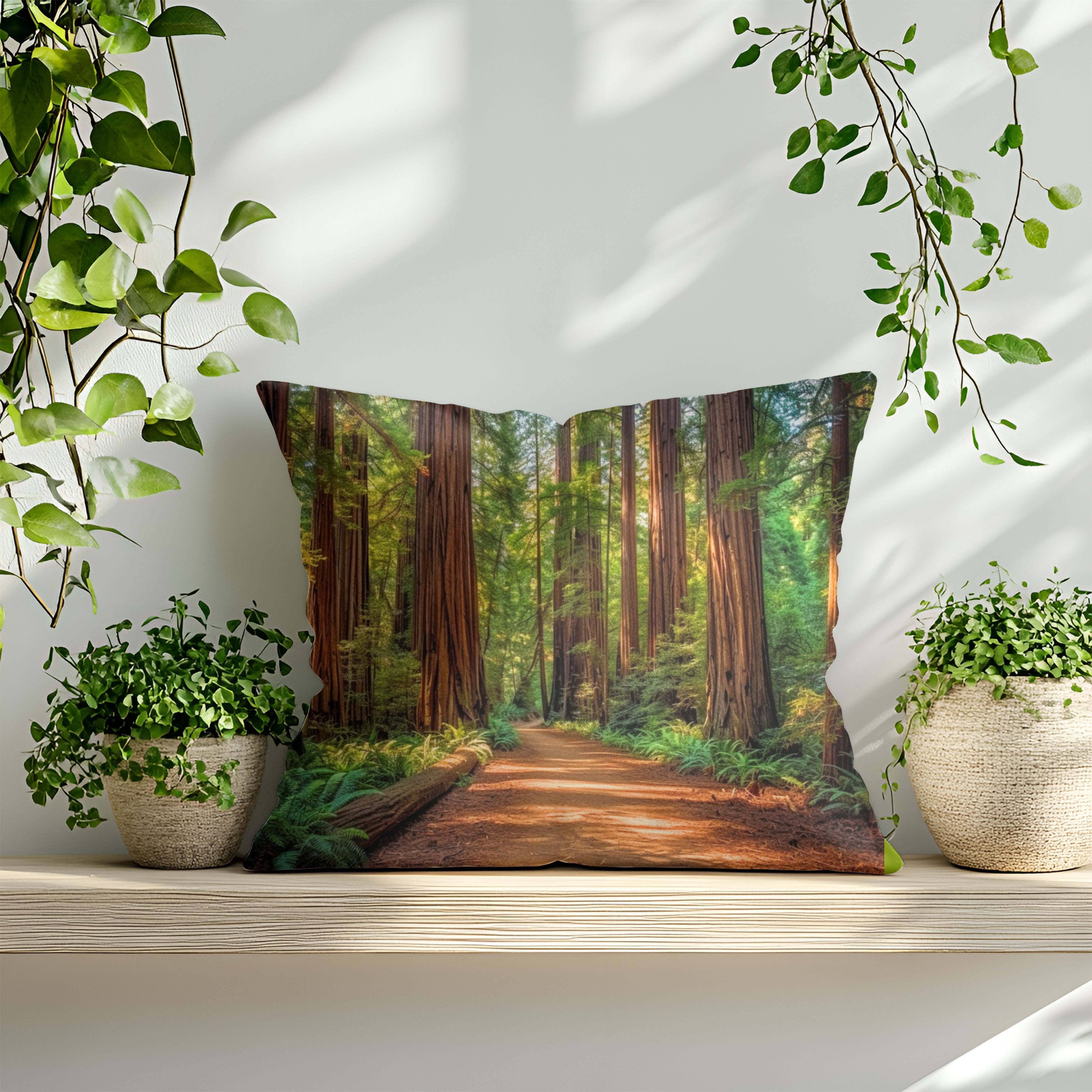 Redwood Trees Decorative Throw Pillows, Design Front & Back