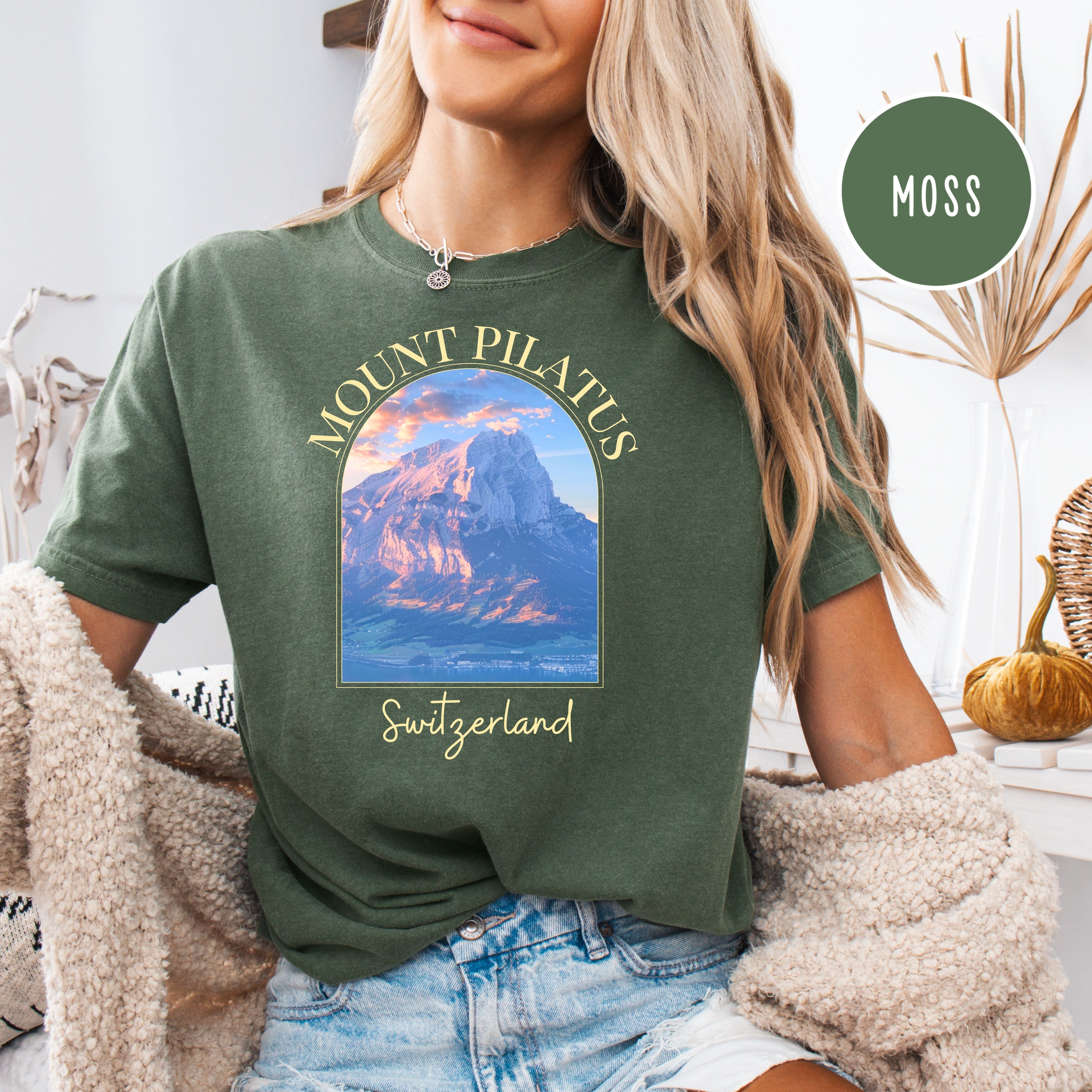 Mt Pilatus Switzerland Comfort Colors Tee, Dragon Mountain Switzerland