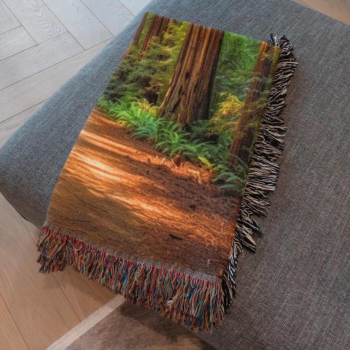 California Giant Redwood Trees Woven Throw Blanket