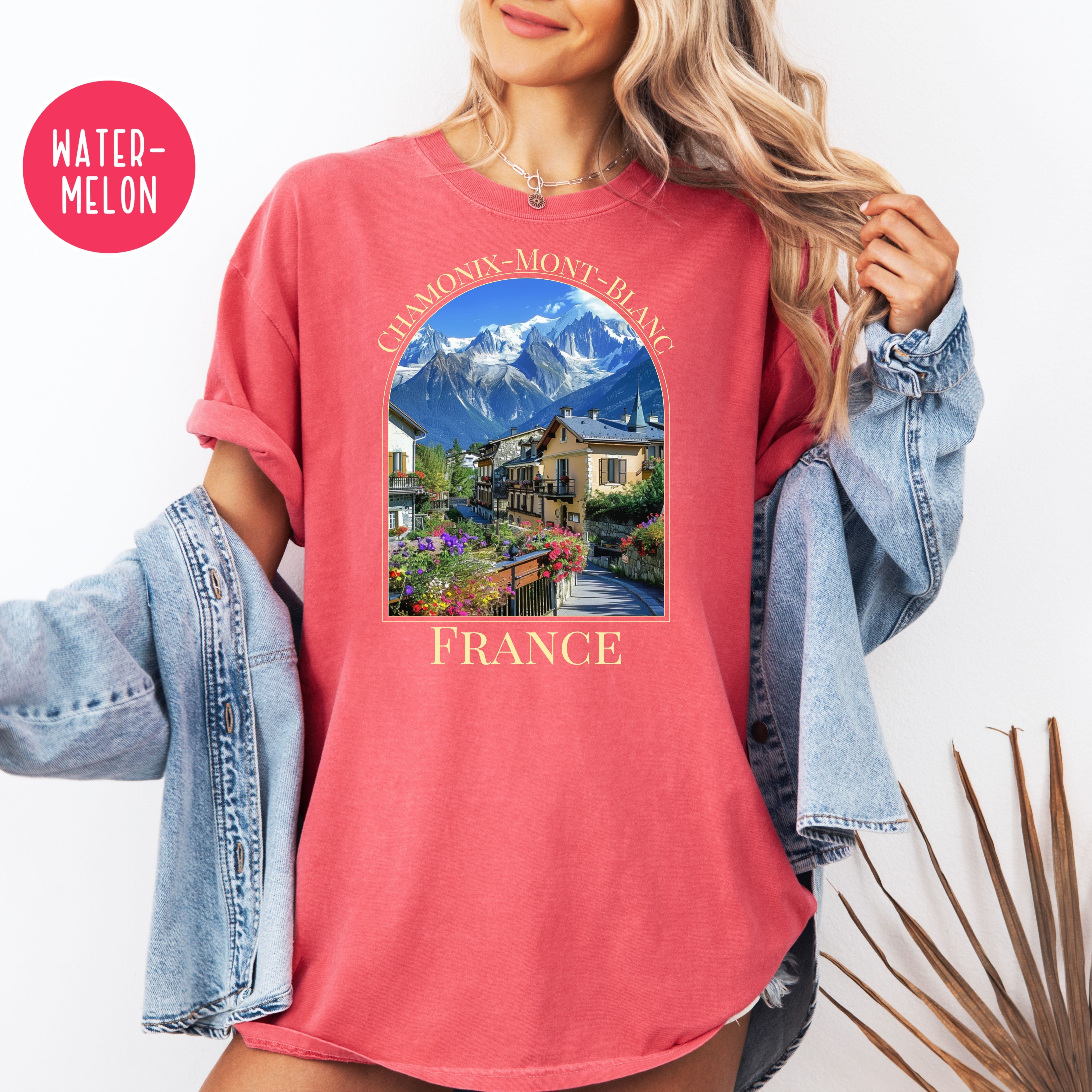 Chamonix-Mont Blanc Comfort Colors Tee Shirt, French Alpine Village Chamonix