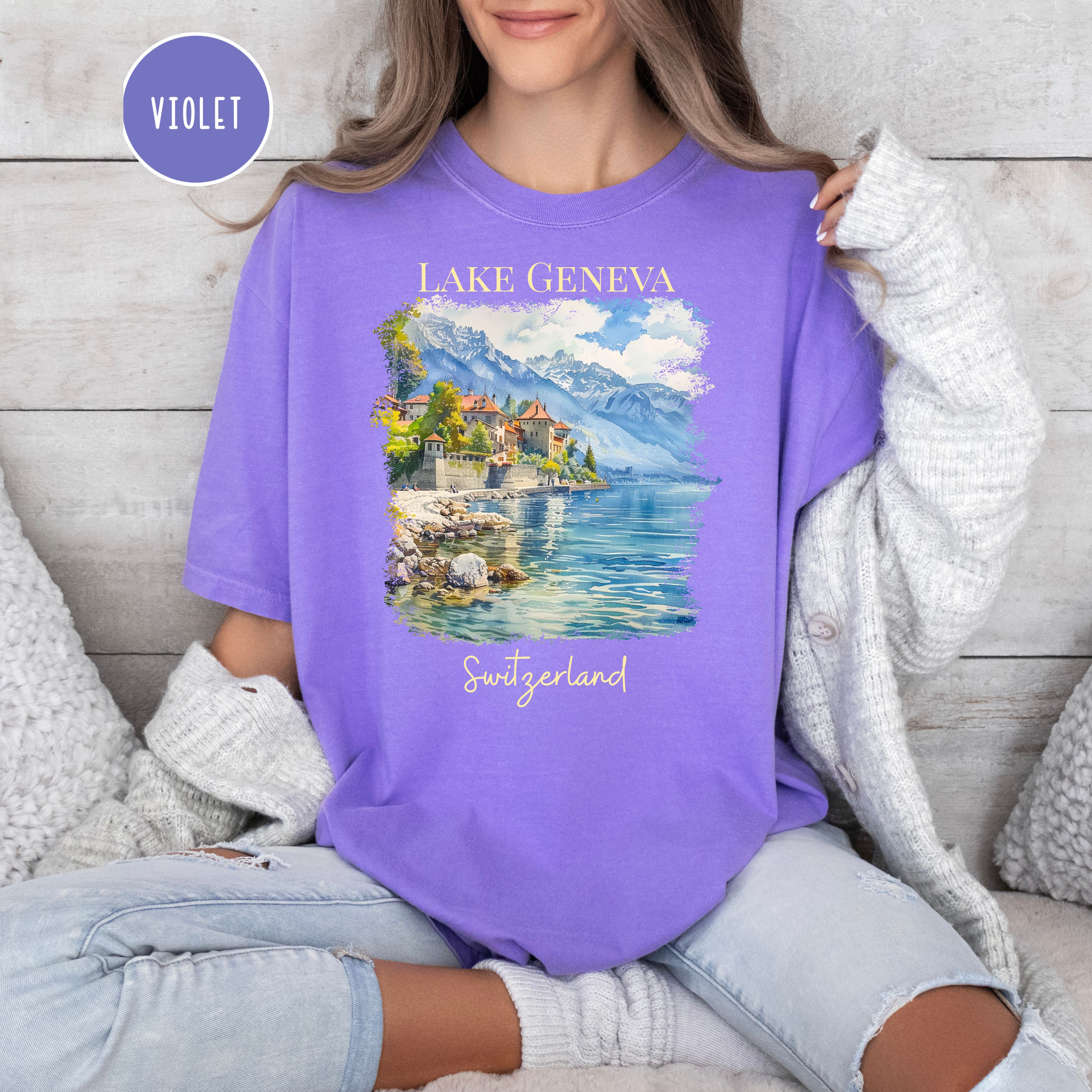 Lake Geneva Switzerland Comfort Colors Adult Unisex Vacation Gift Tee