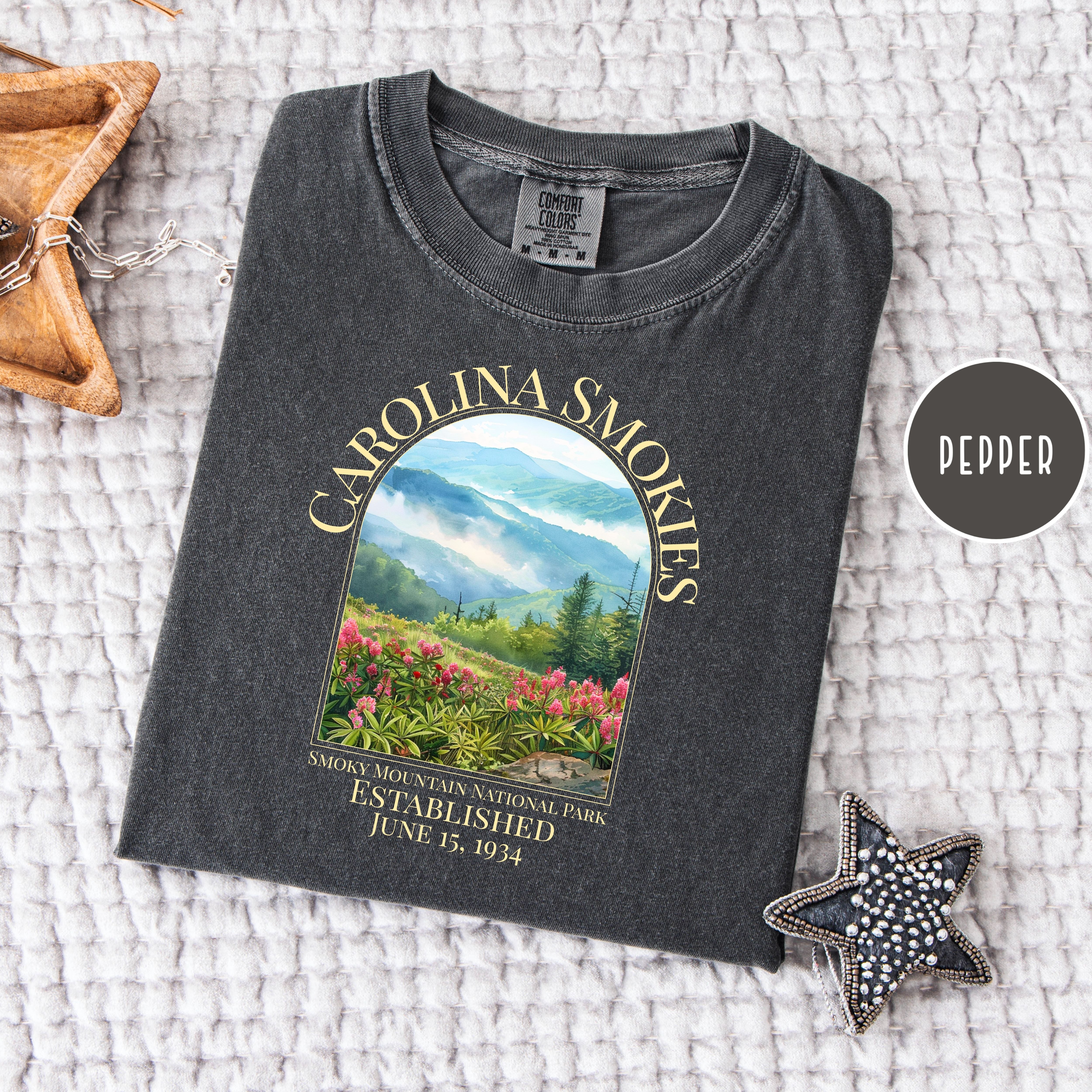North Carolina Smoky Mountain National Park Comfort Colors T-Shirt, Carolina Smokies Shirt, North Carolina Vacation Shirt, Smoky Mt Park Tee