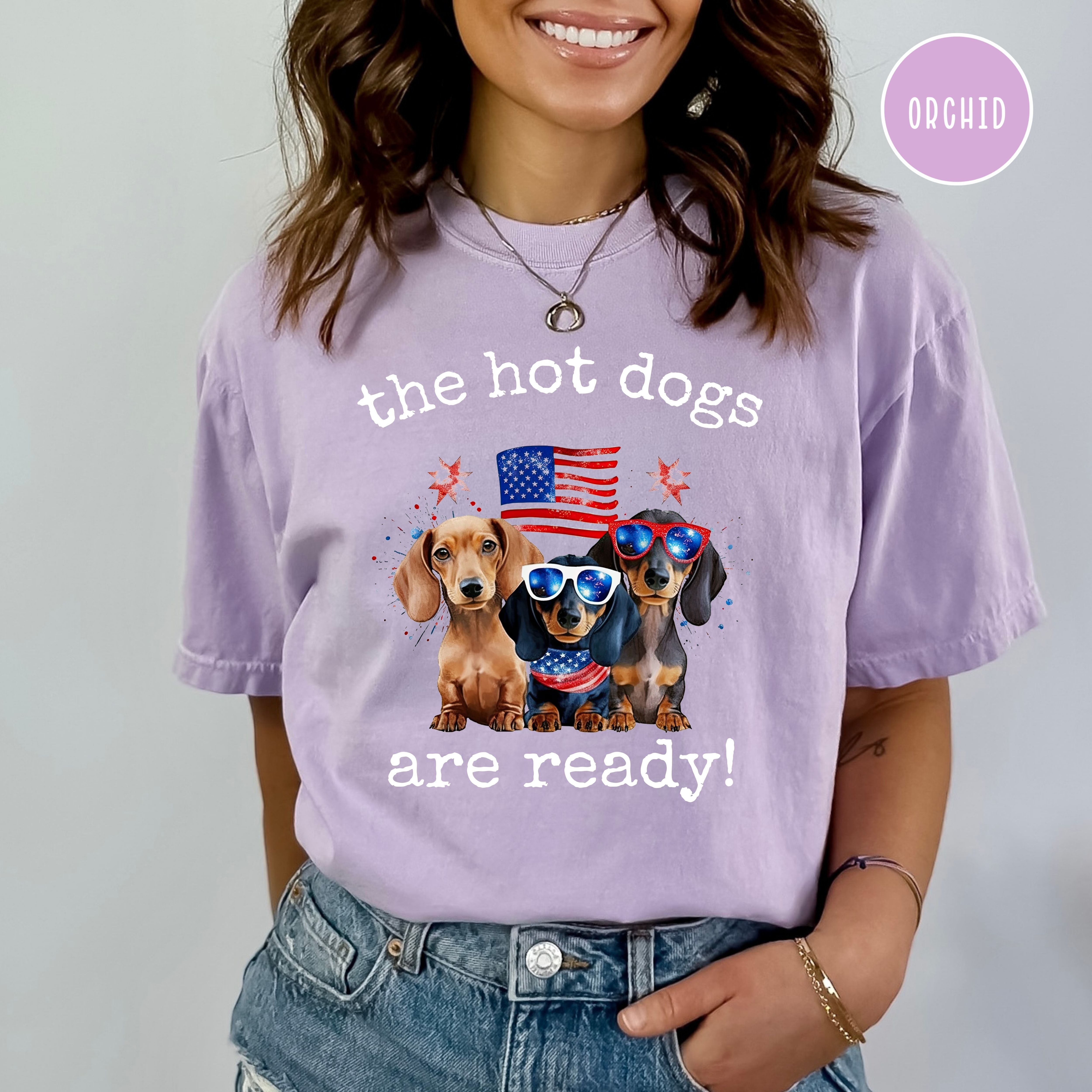 Funny 4th of July Wiener Dog Lover Comfort Colors Tee