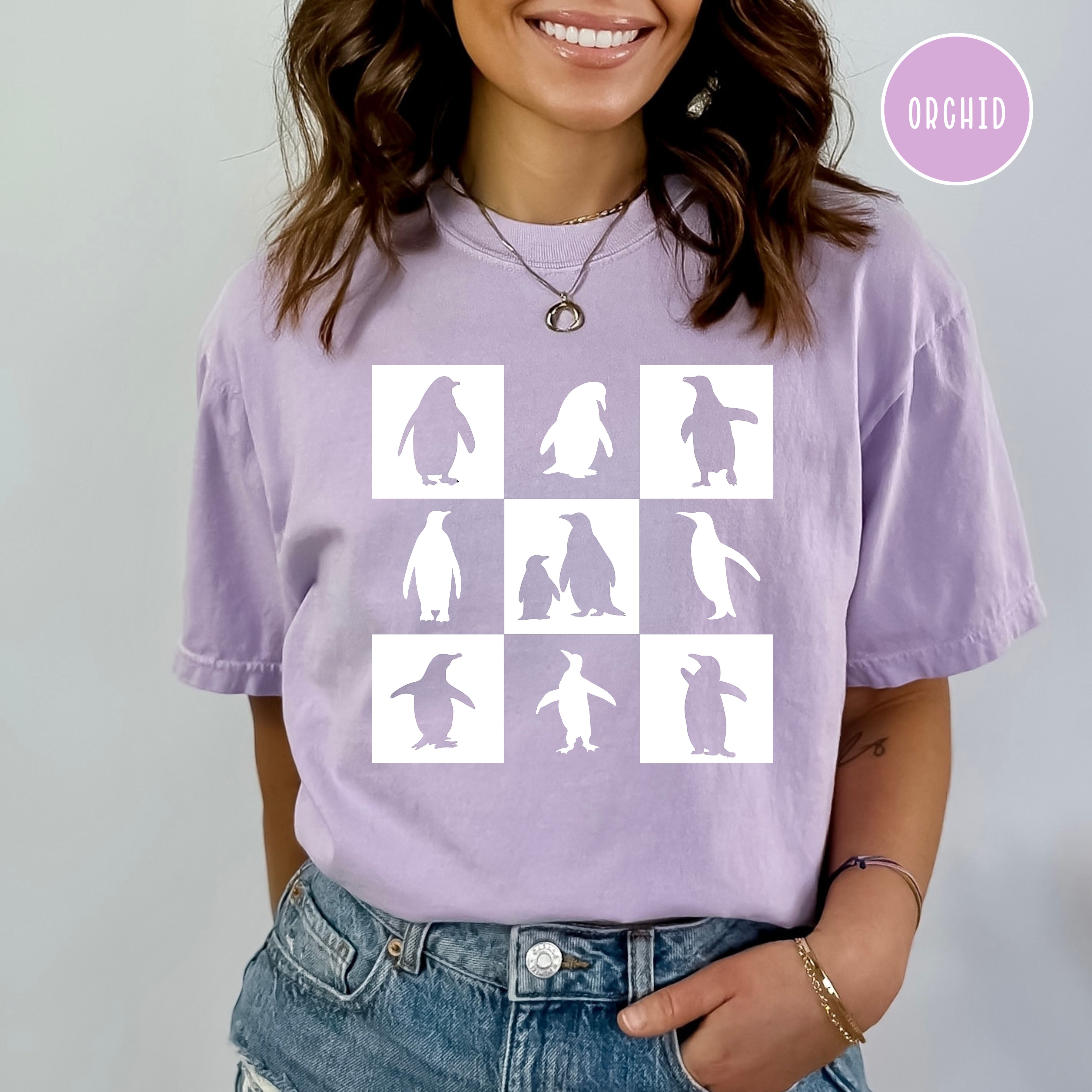 Penguin Lover Checkerboard Comfort Colors® Tee