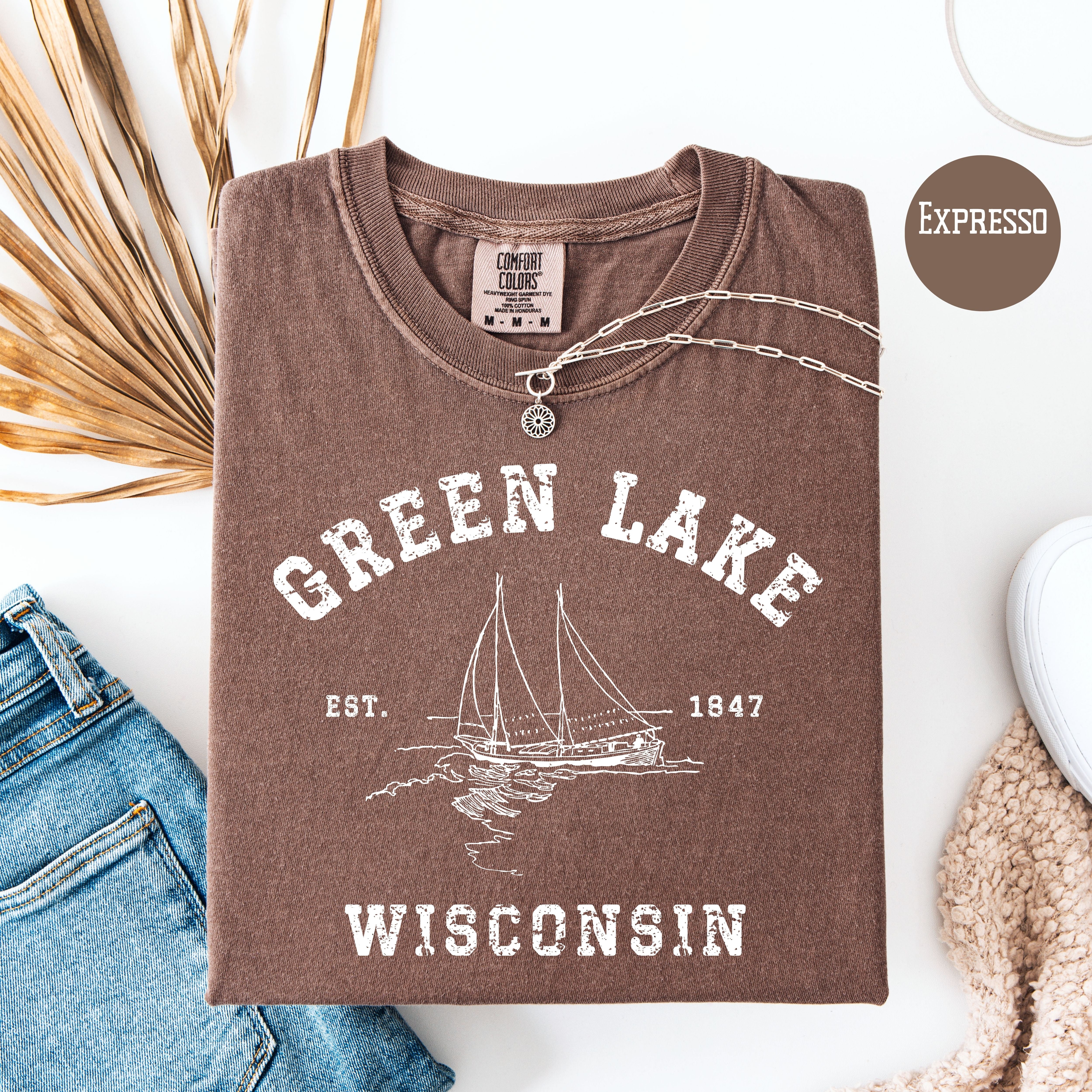 Green Lake Wisconsin Unisex Comfort Colors Camping T-Shirt, Green Lake Wisconsin Vacation Gift Shirt, Green Lake Tee, Wisconsin Tee Shirt