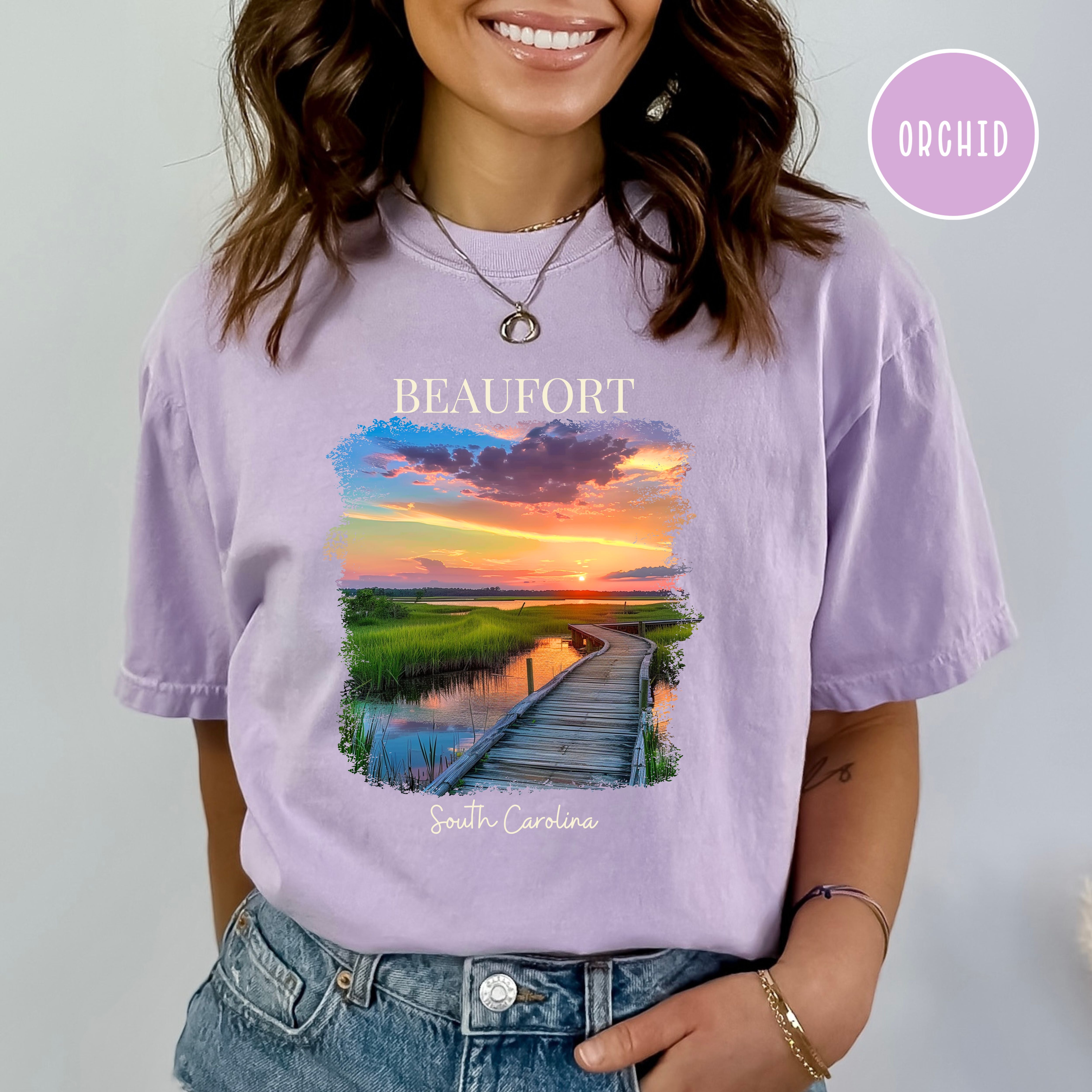 Beaufort South Carolina Sunset Comfort Colors Tee