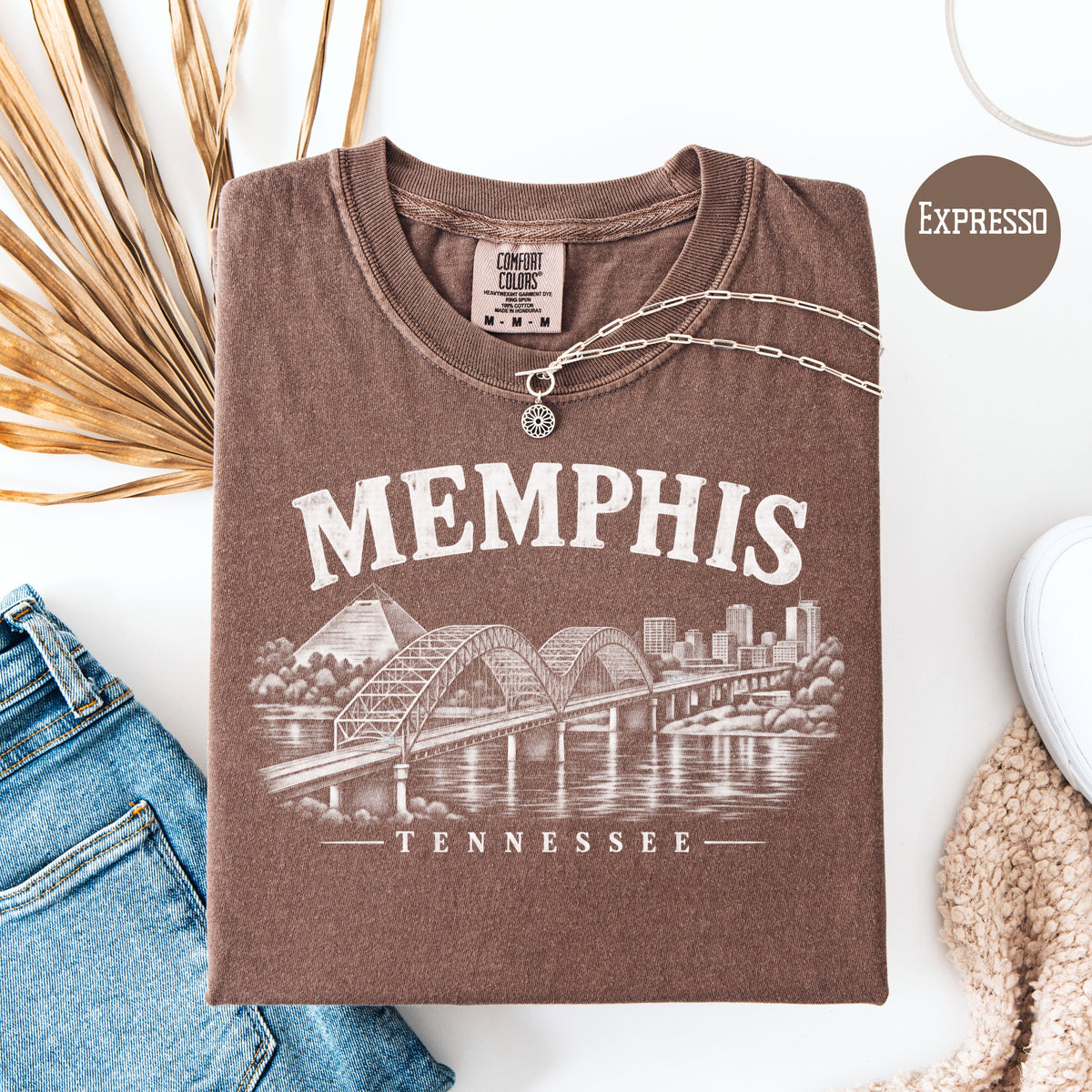 Memphis Tennessee Distressed Style Unisex Comfort Colors T-Shirt, Memphis River Bridge Shirt, Memphis Gift Shirt, Memphis Vacation Tee Shirt