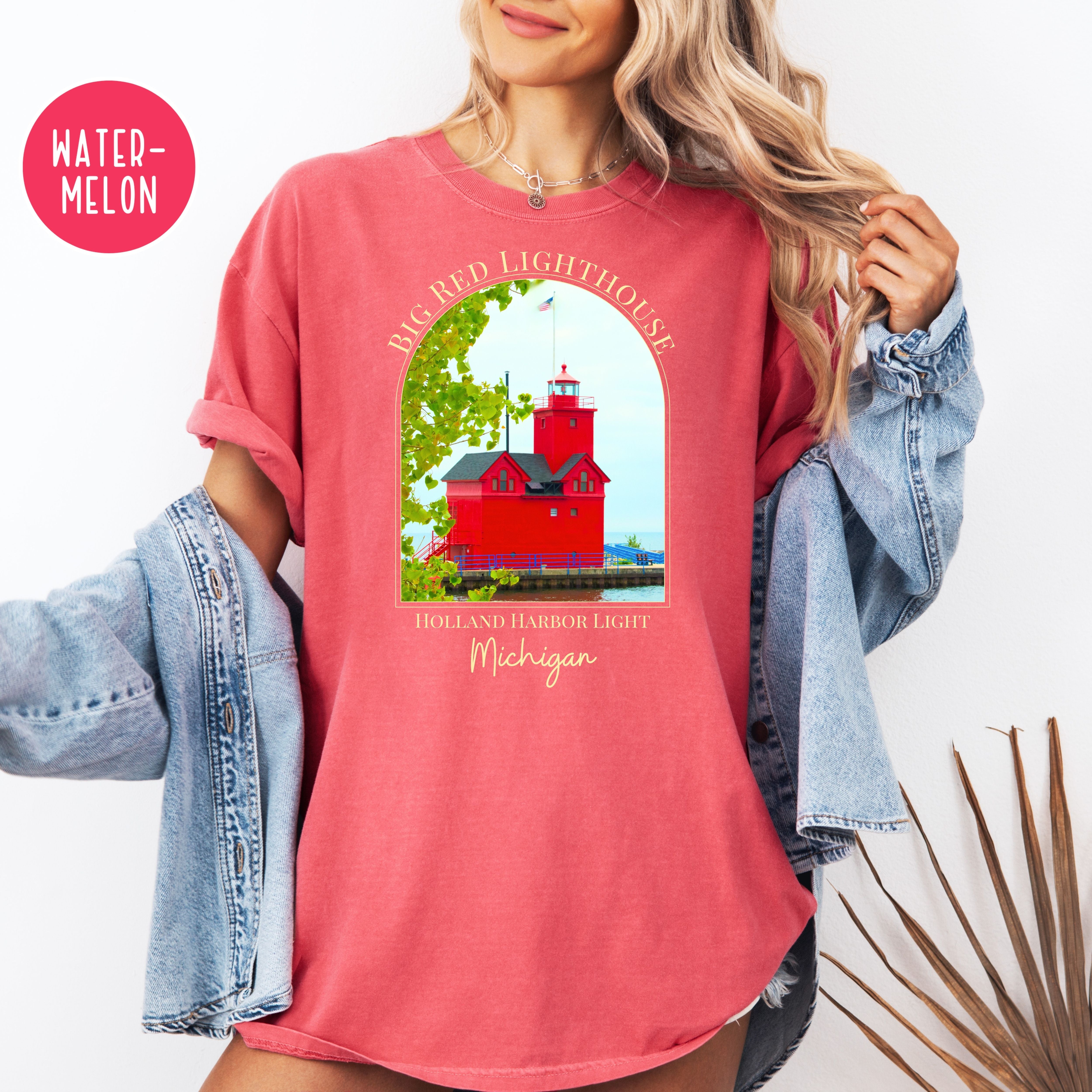 Big Red Lighthouse Michigan Comfort Colors Tee