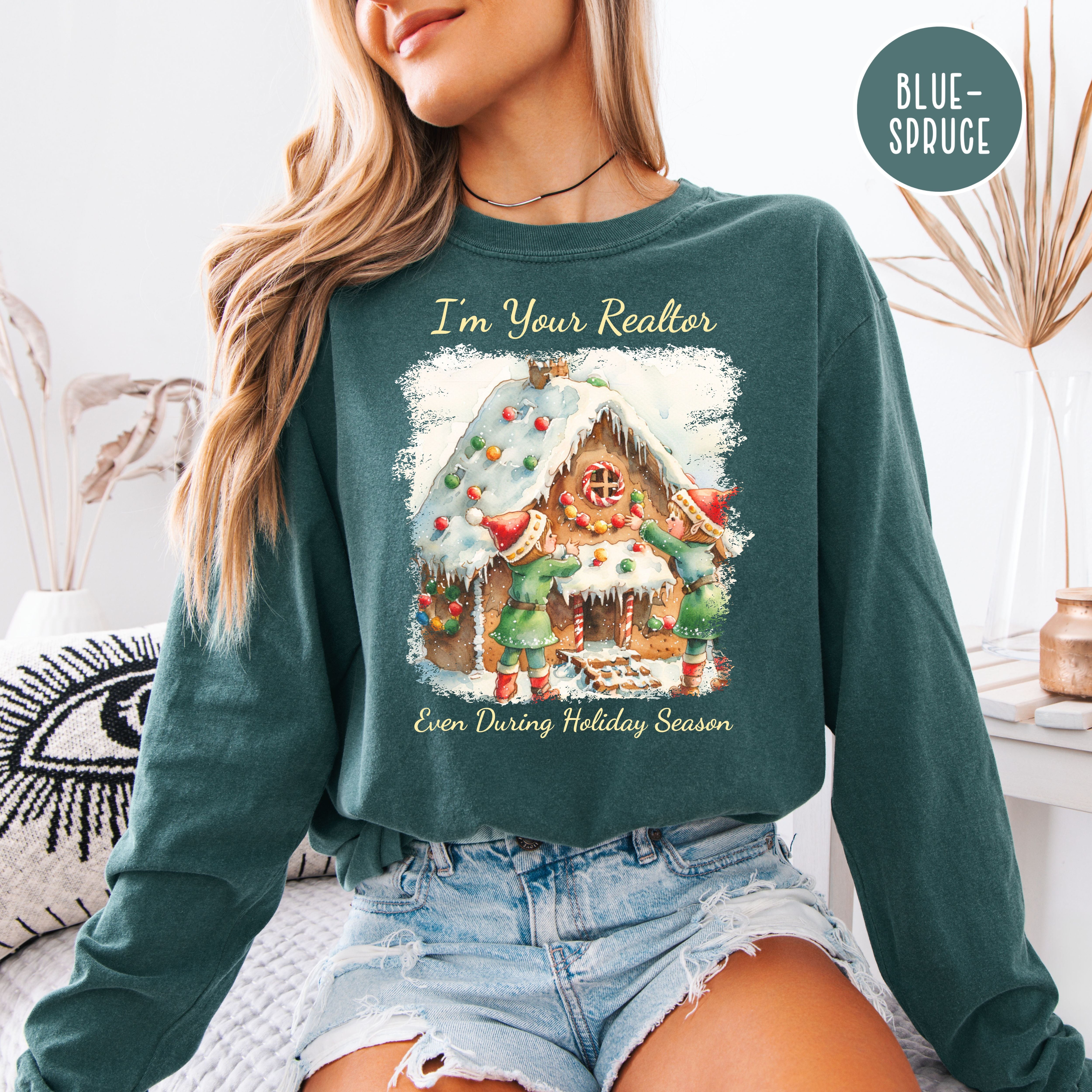 Real Estate Agent Unisex Christmas Comfort Colors Long Sleeve Tee