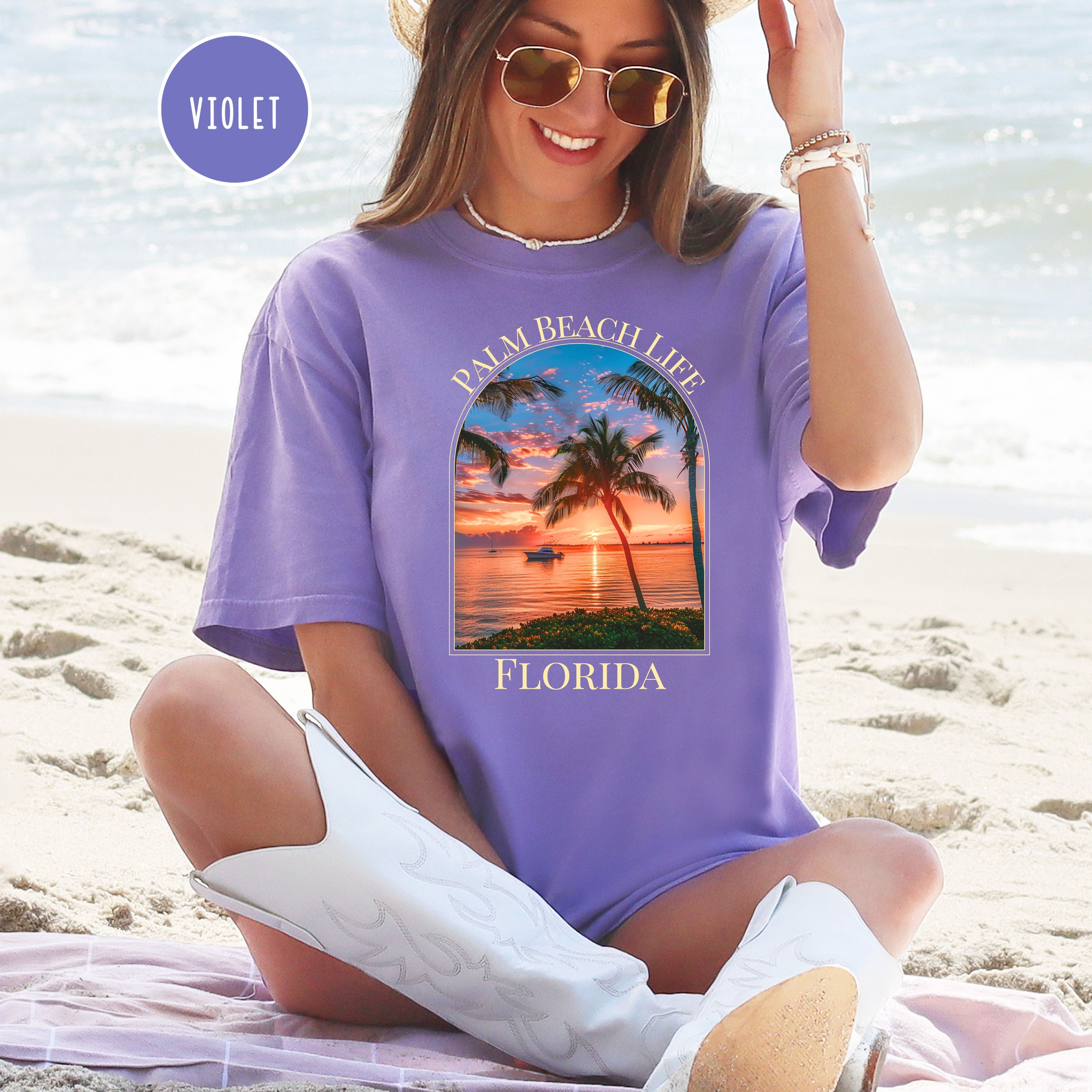 West Palm Beach Sunset Comfort Colors Pre-Shrunk Unisex Tee