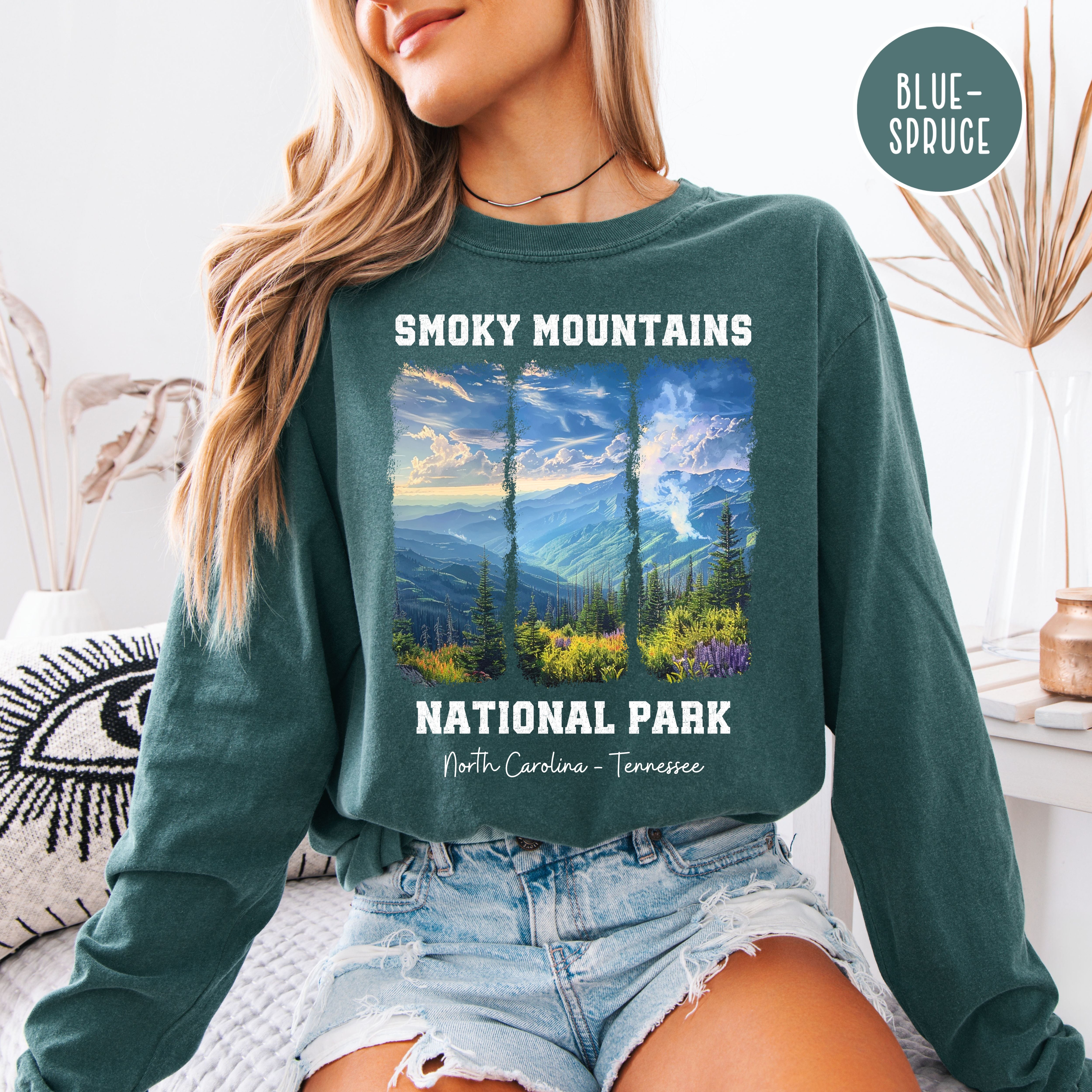 Smoky Mountains National Park Comfort Colors Long Sleeve Unisex Tee Shirt
