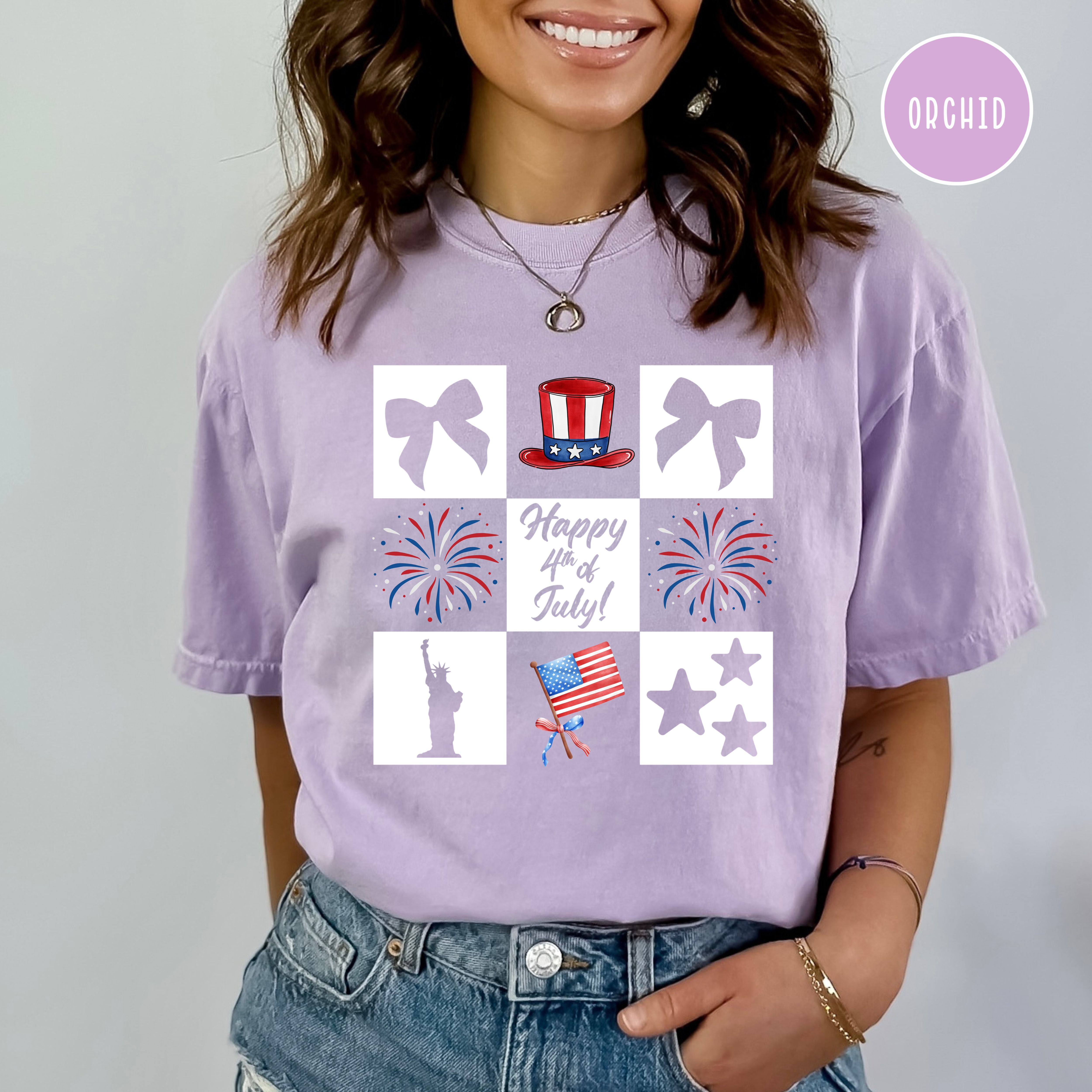 4th of July BBQ Checkerboard Shirt, Fourth of July Comfort Colors Tee