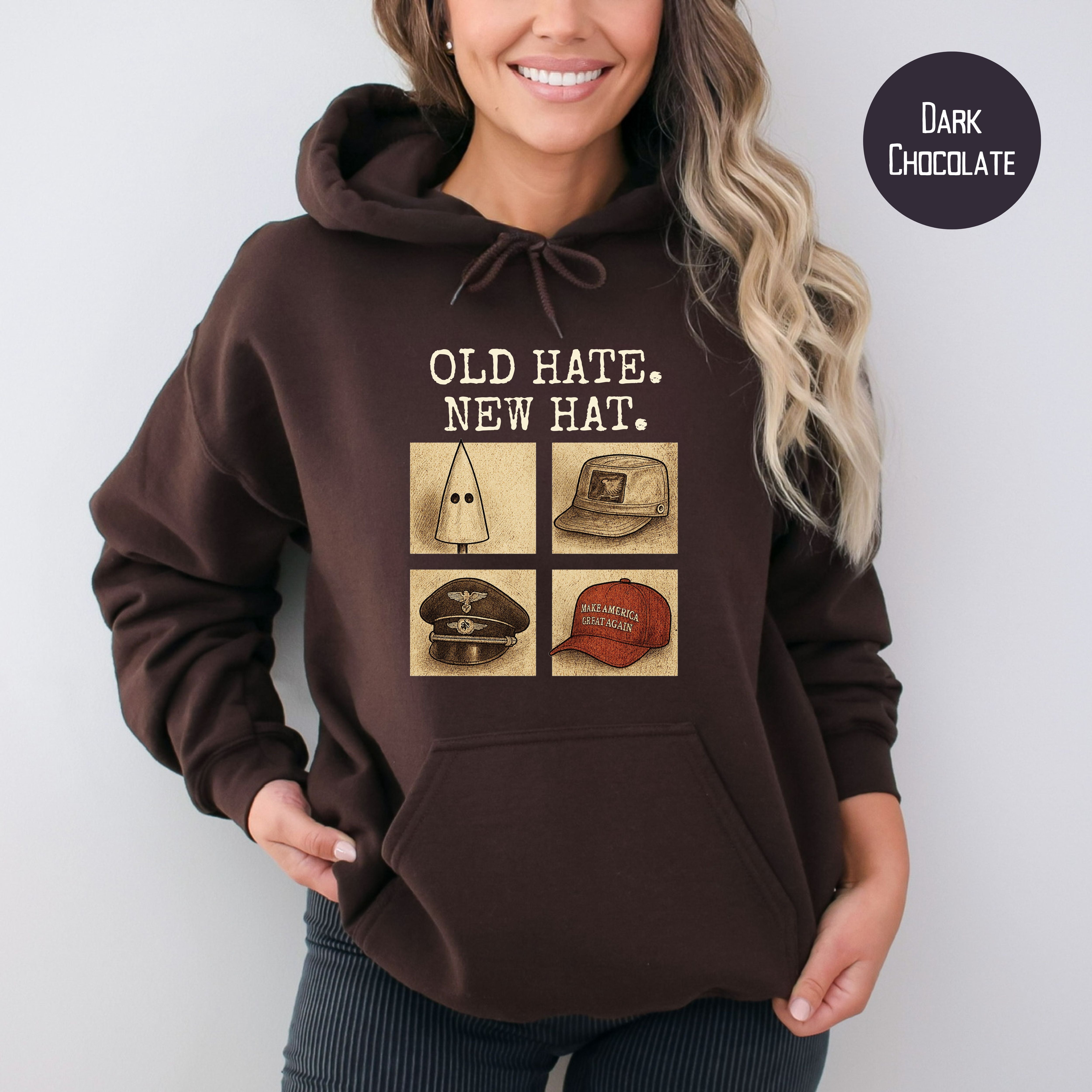 Old Hate New Hat Anti-Trump Protest Unisex Hooded Sweatshirt, Same Shit Different Hat Hoodie