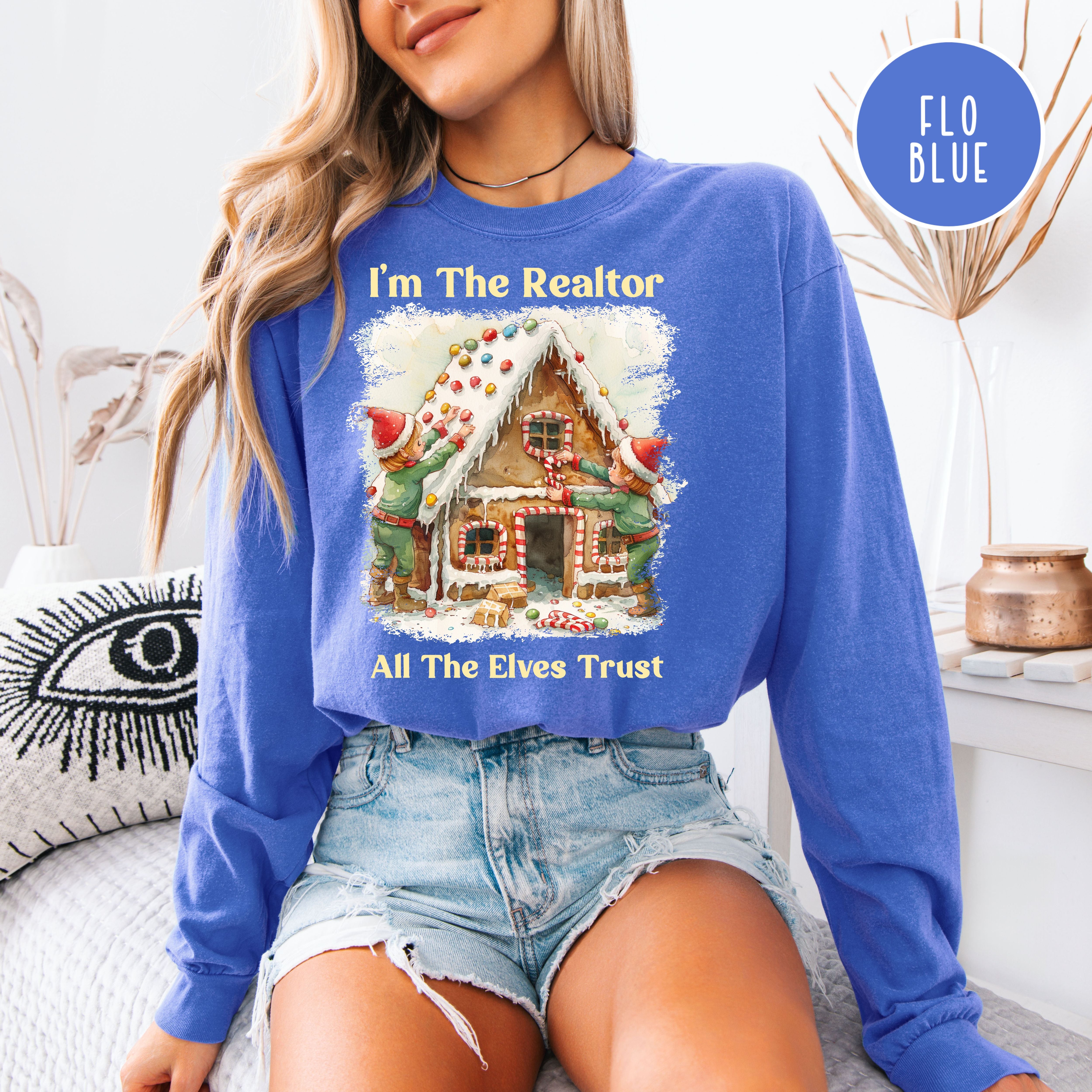 Funny Christmas Real Estate Agent Unisex Comfort Colors Long Sleeve Shirt