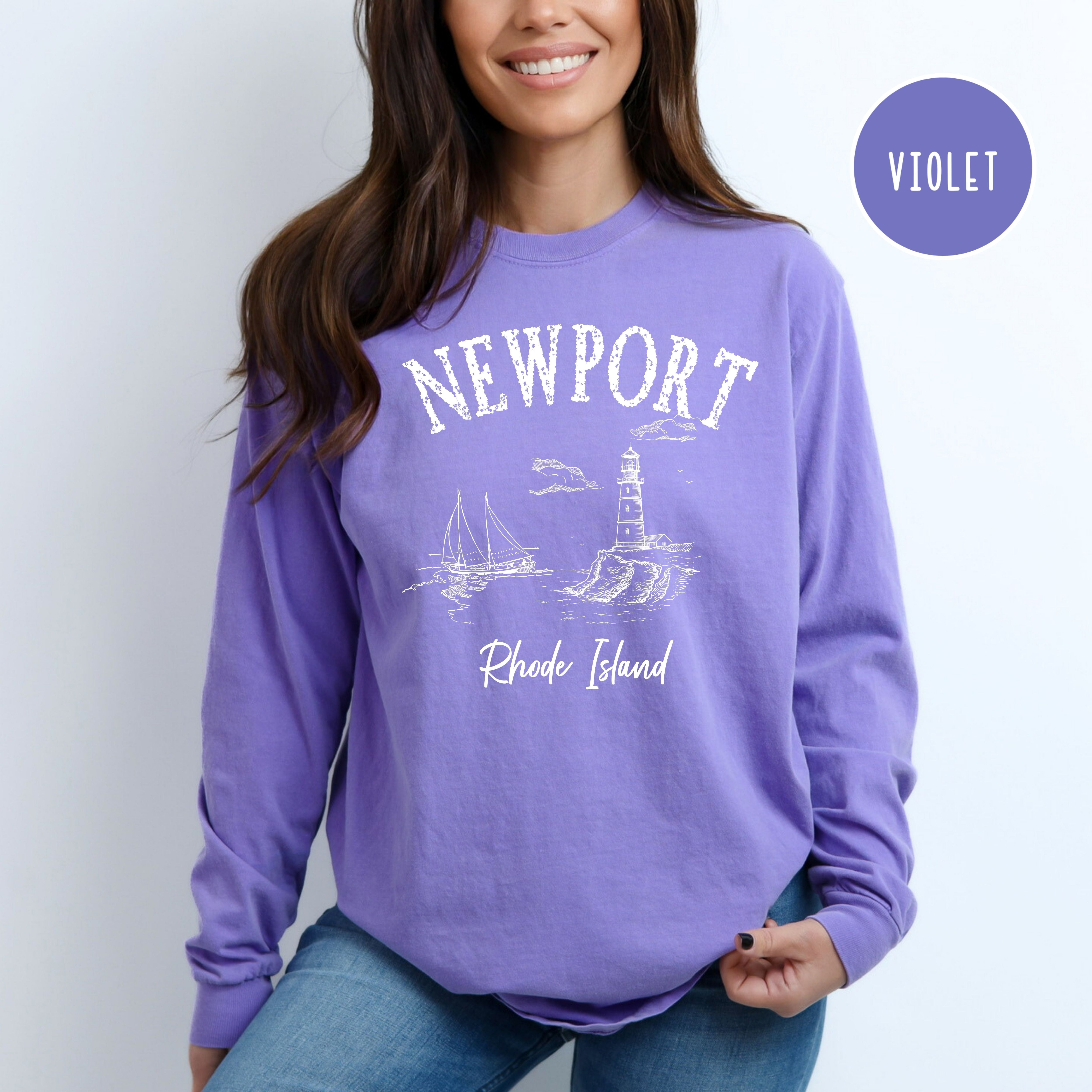 Newport Rhode Island Grunge Style Comfort Colors® Long Sleeve Tee