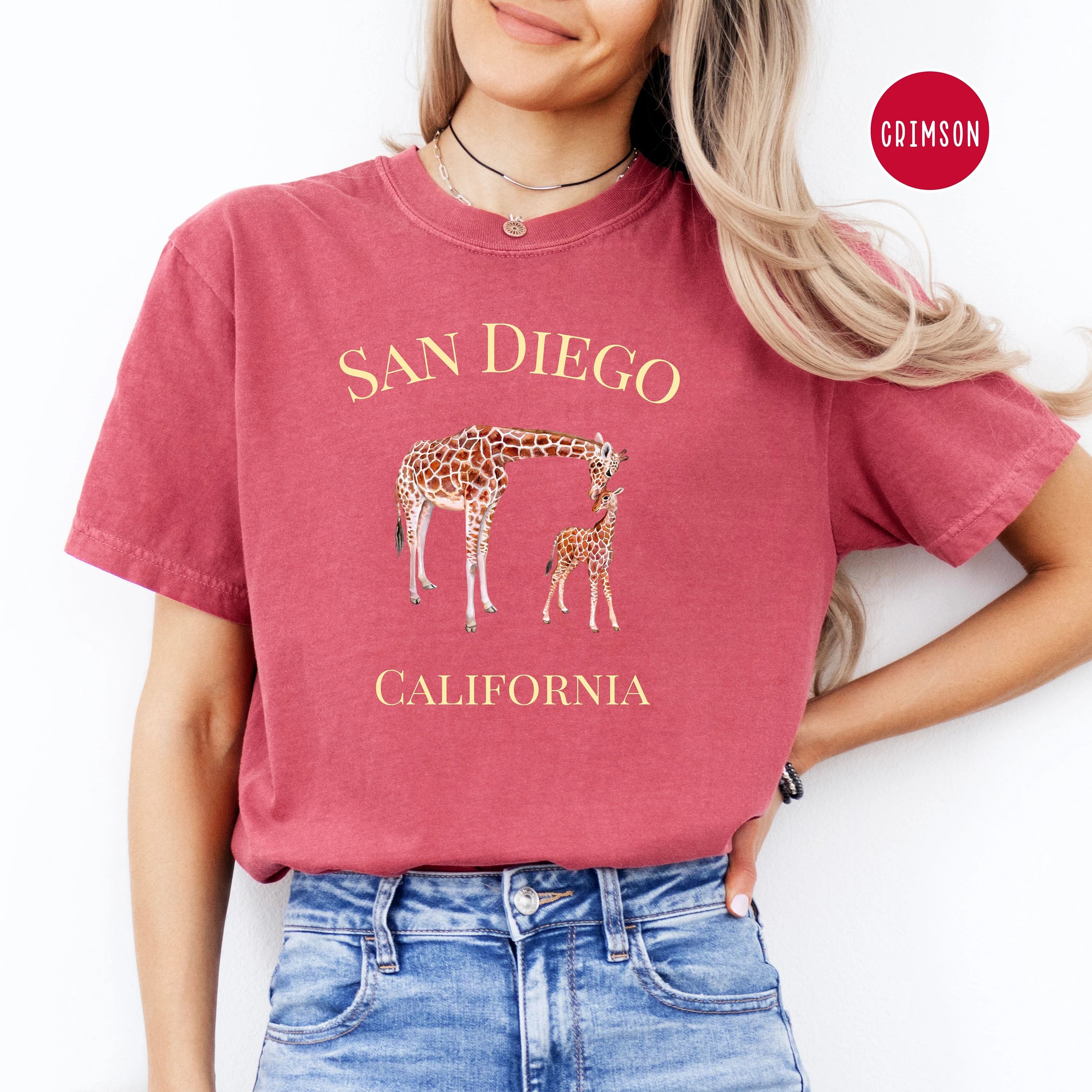 San Diego Mom & Baby Giraffe Comfort Colors® Tee