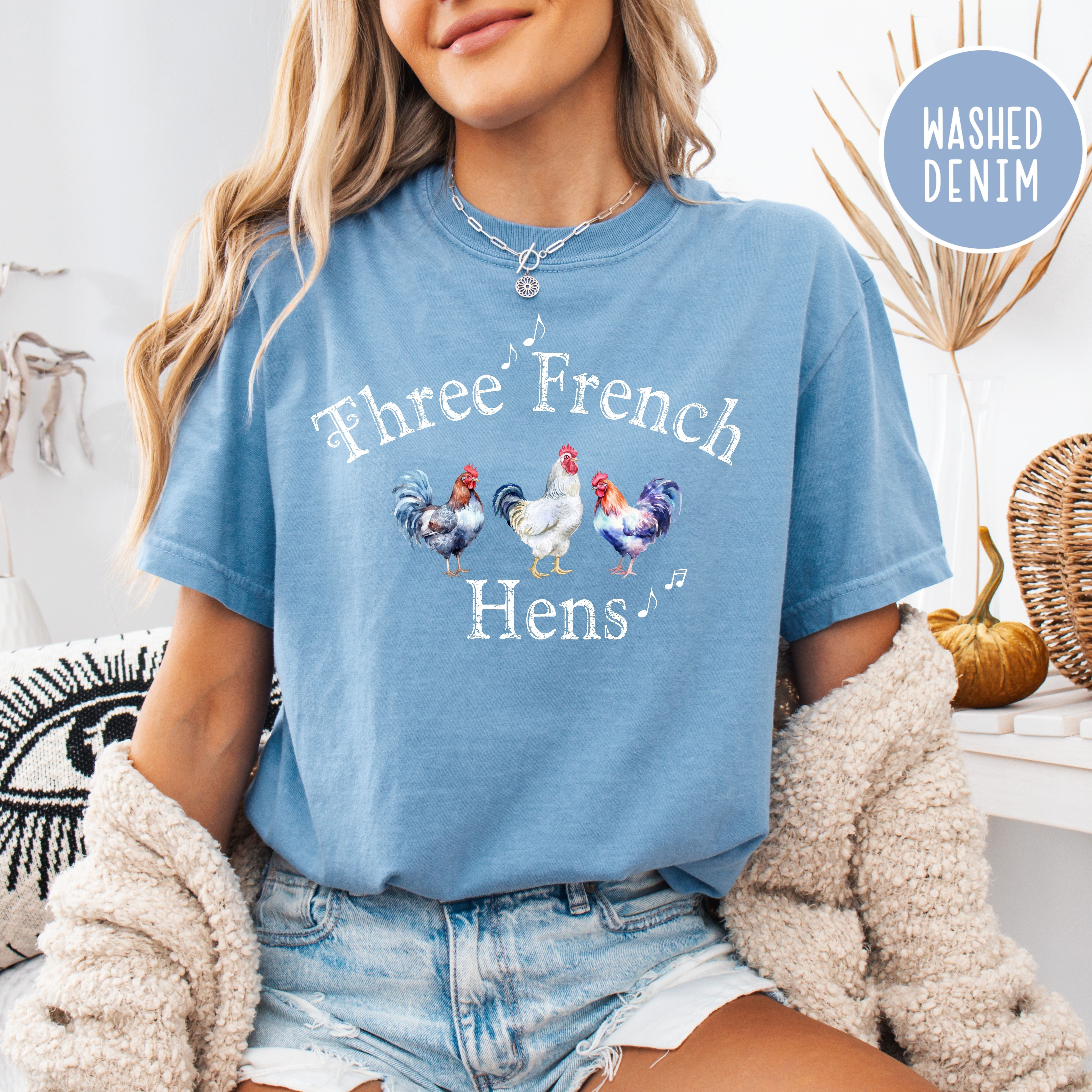 Three French Hens Comfort Colors® Christmas Tee