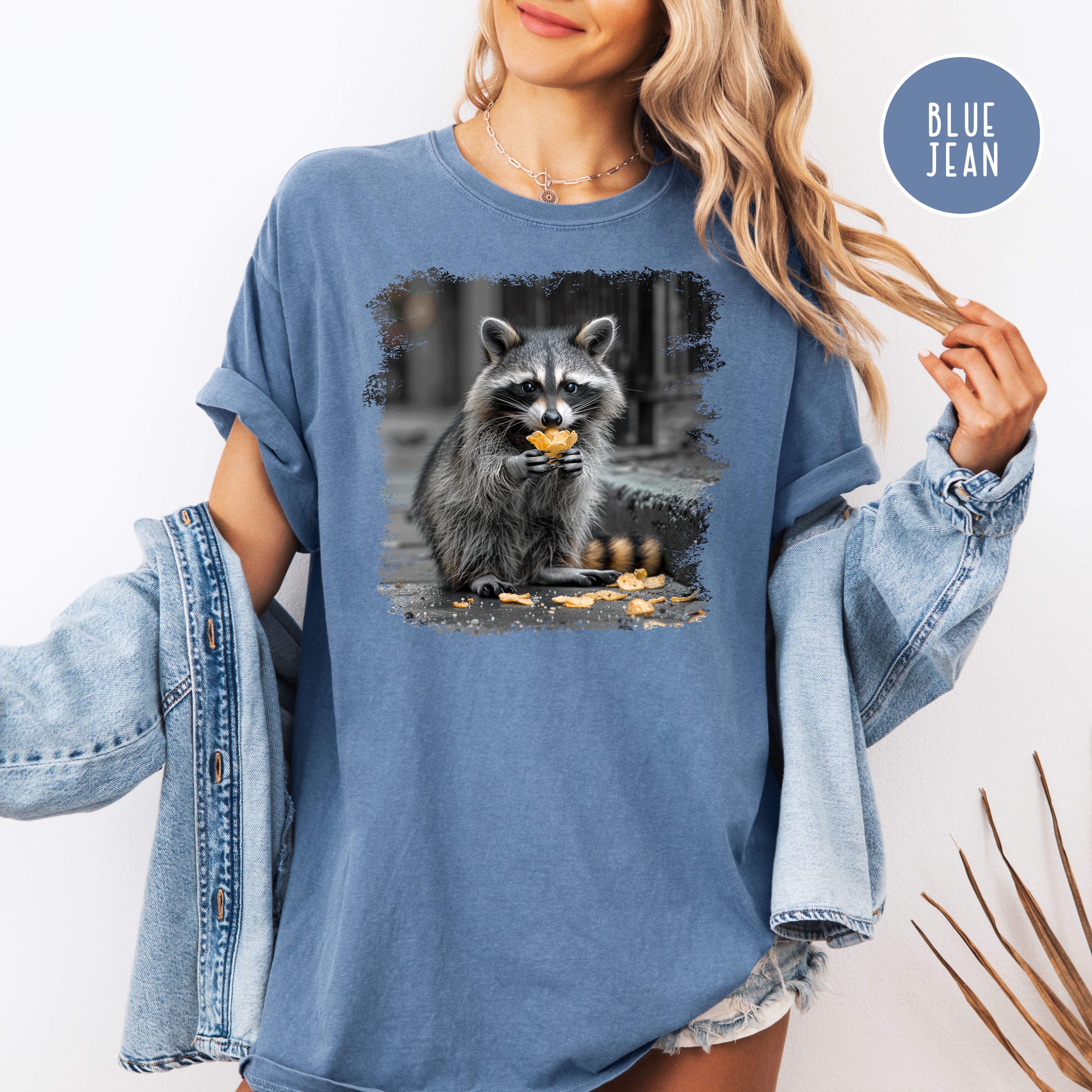 Funny Animal Meme Comfort Colors T-Shirt, Raccoon Eating Chips Shirt, Raccoon Lover Tee Shirt, Funny Animal Lover Shirt