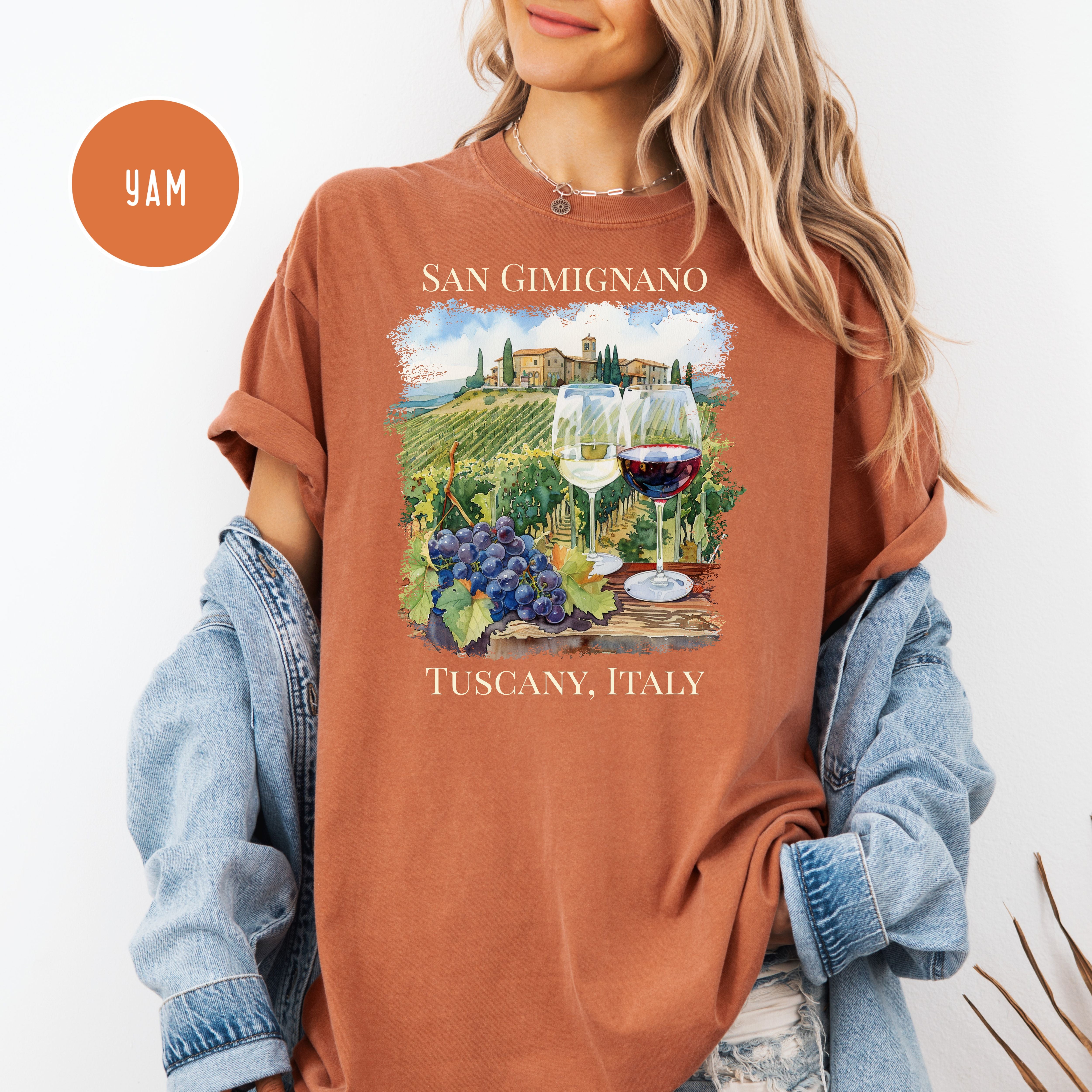 San Gimignano Tuscany Vineyard Italy Comfort Colors Vacation Gift Tee