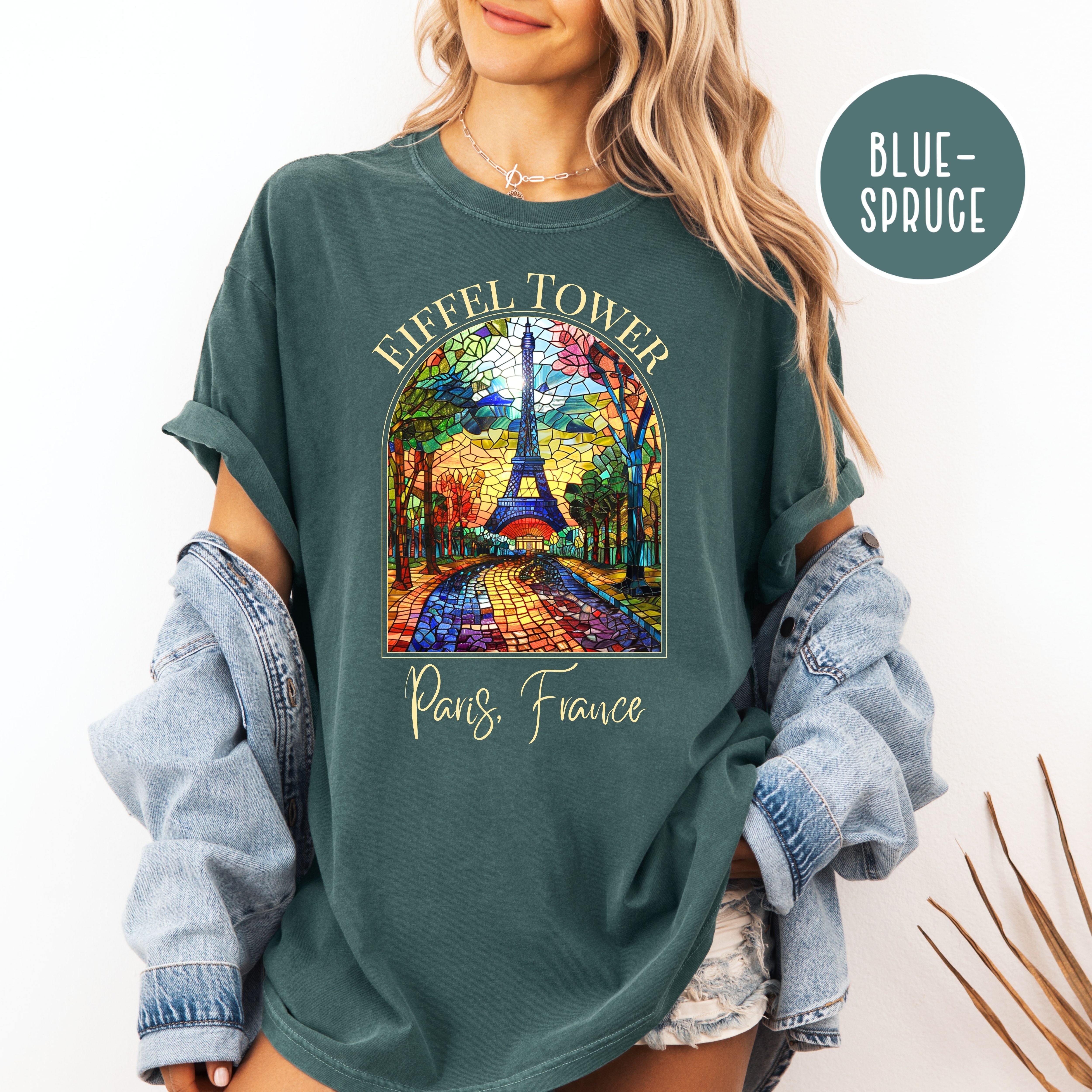 Paris Vacation Eiffel Tower Stained Glass Design Comfort Colors T-Shirt