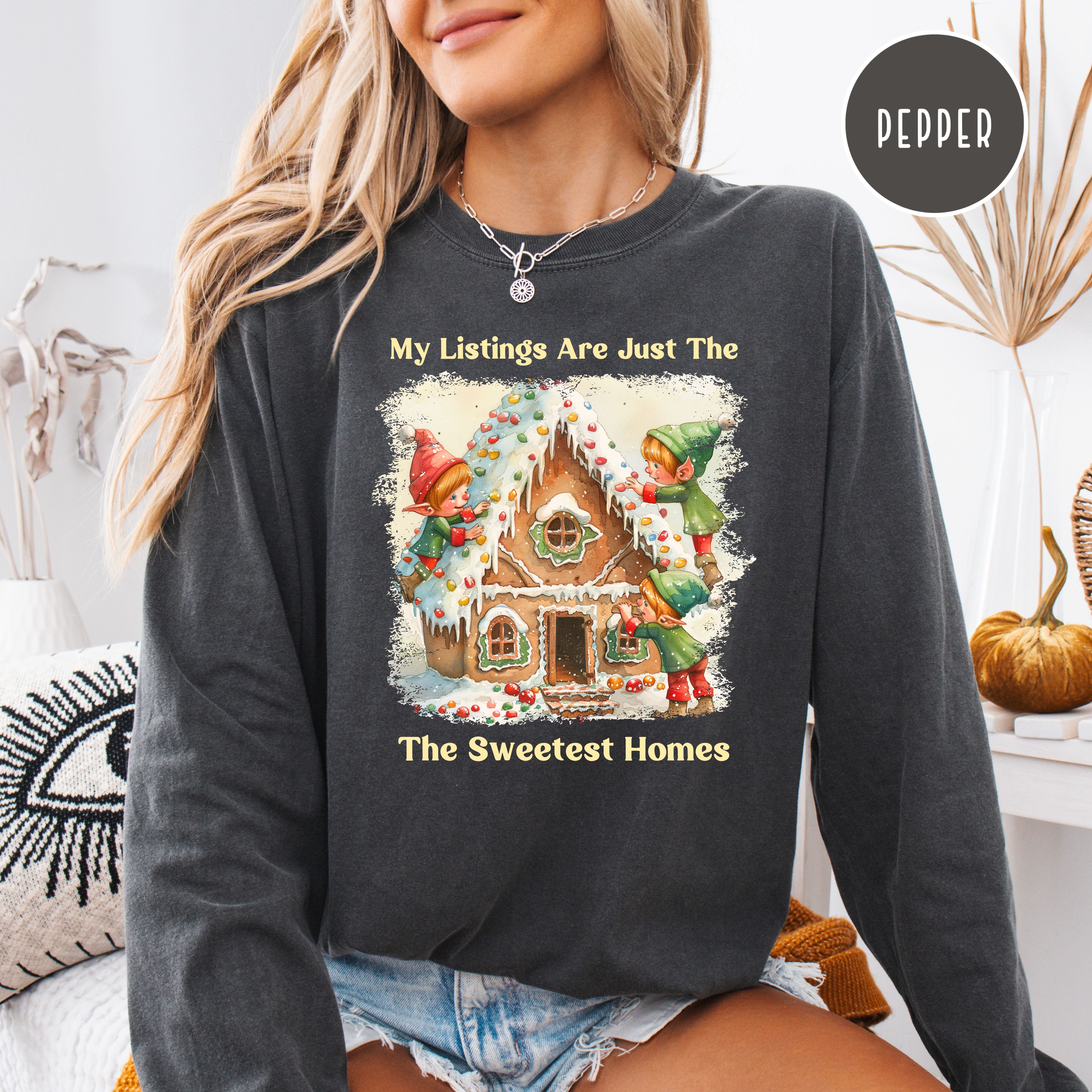Funny Real Estate Agent Christmas Comfort Colors Unisex Long Sleeve Shirt
