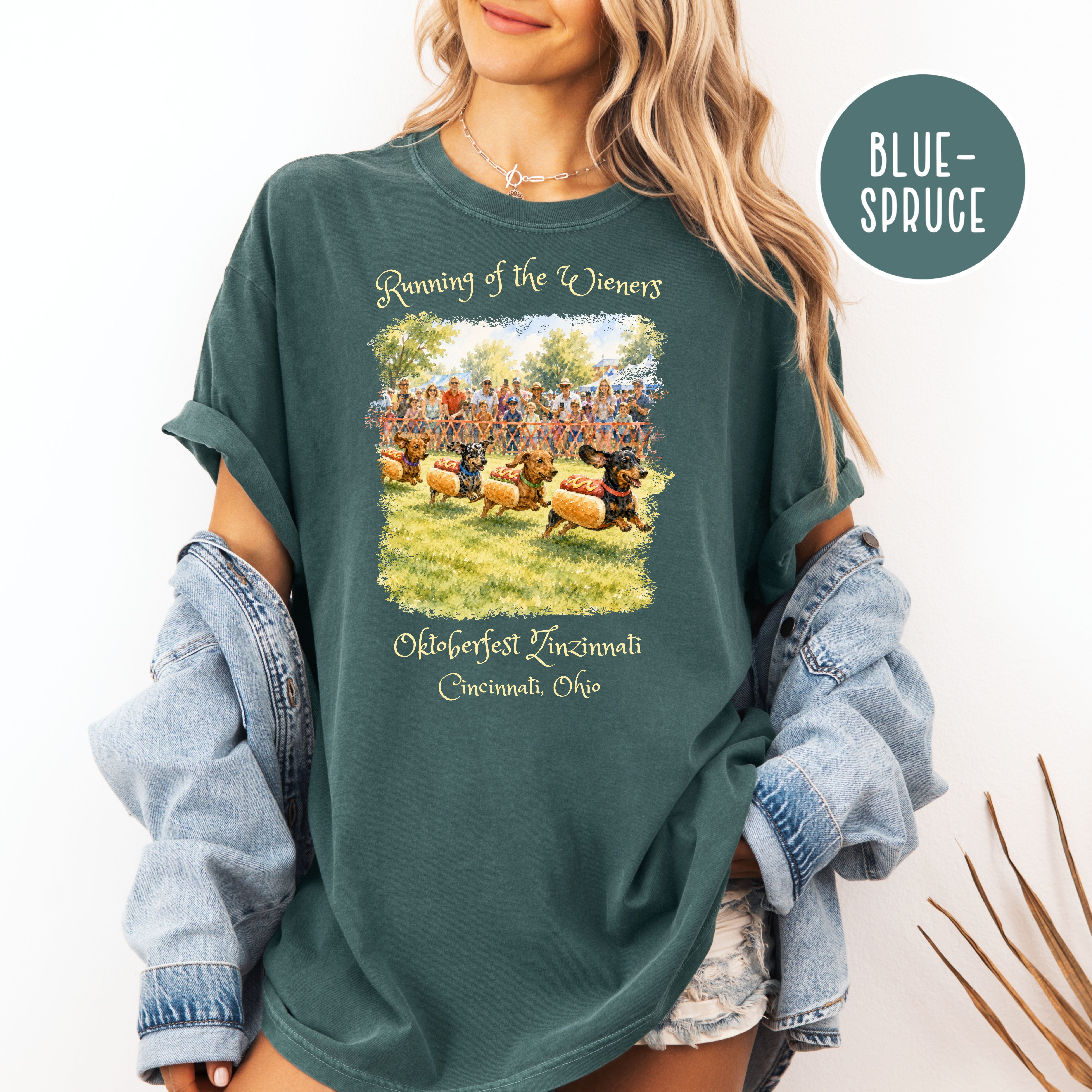 Running of the Wiener Dogs Cincinnati Unisex Comfort Colors Oktoberfest TShirt, Ohio Vacation Gift, Ohio Octoberfest, Oktoberfest Zinzinnati