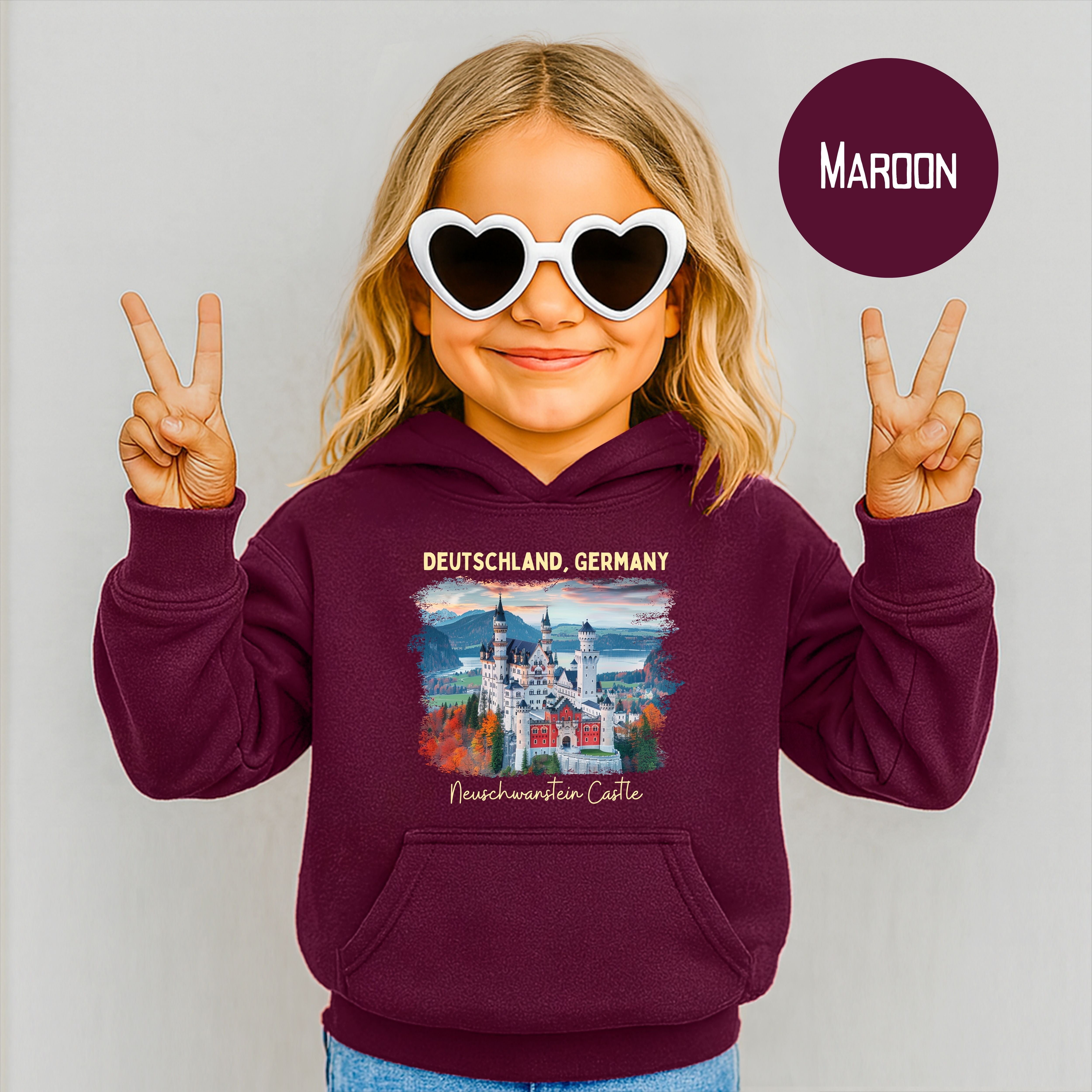 Germany Neuschwanstein Castle Youth Hoodie, Deutschland Germany Vacation Kids Sized Gift Hoodie