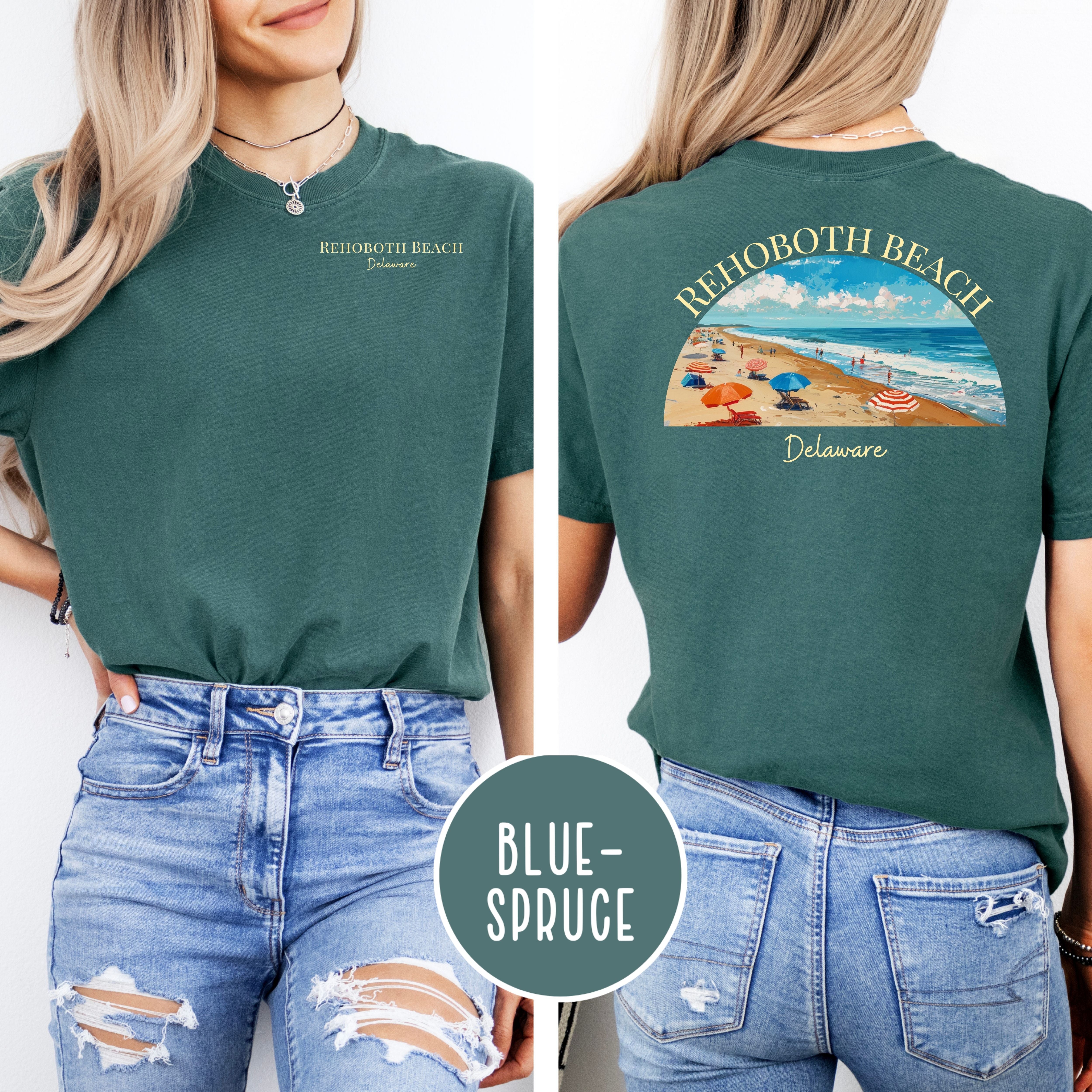 Rehoboth Beach Comfort Colors Vacation Beach Tee Design Front and Back