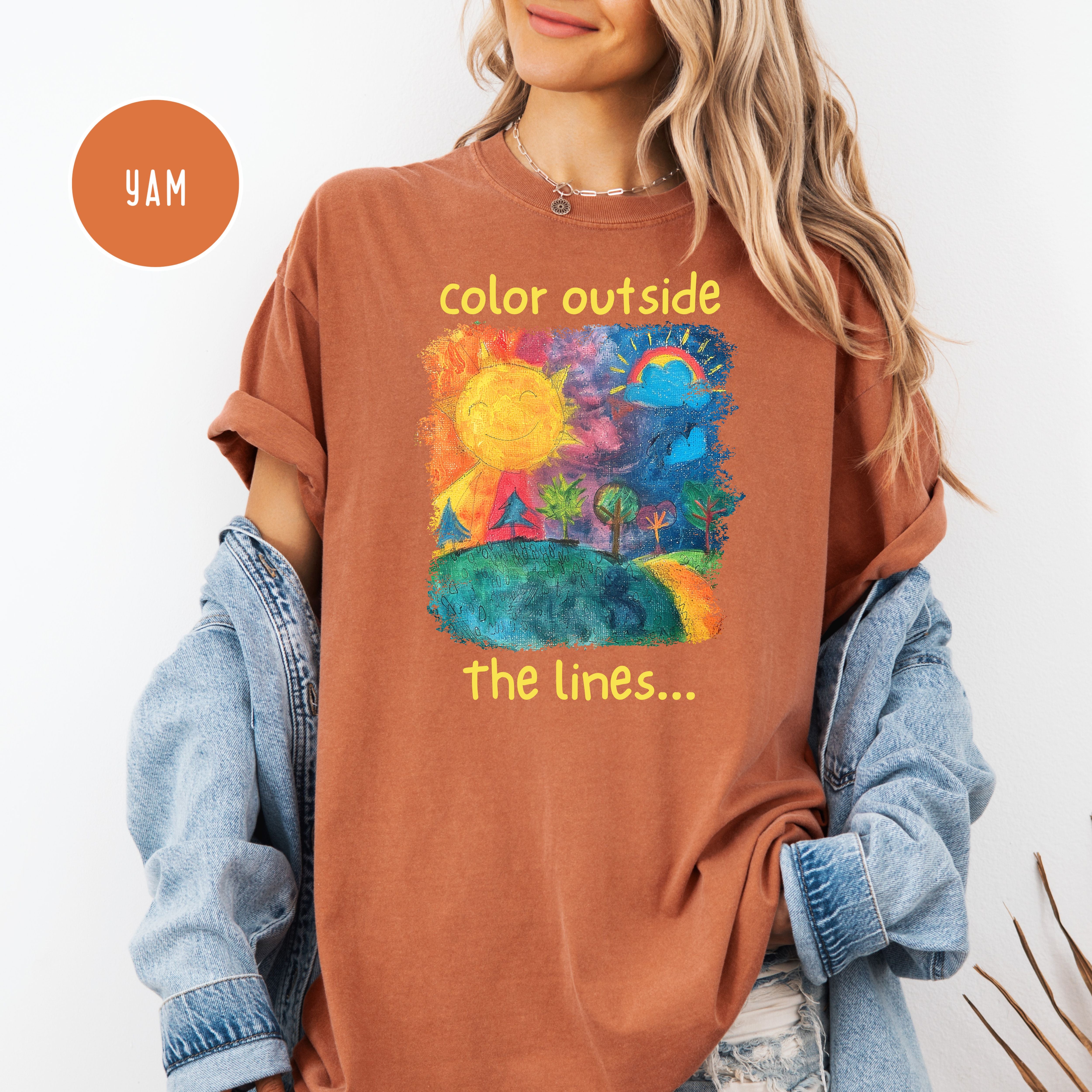 Color Outside The Lines Comfort Colors Be Yourself Tee, Positivity Shirt, Happiness Shirt, Playful and Inspiration, Motivational Gift Shirt