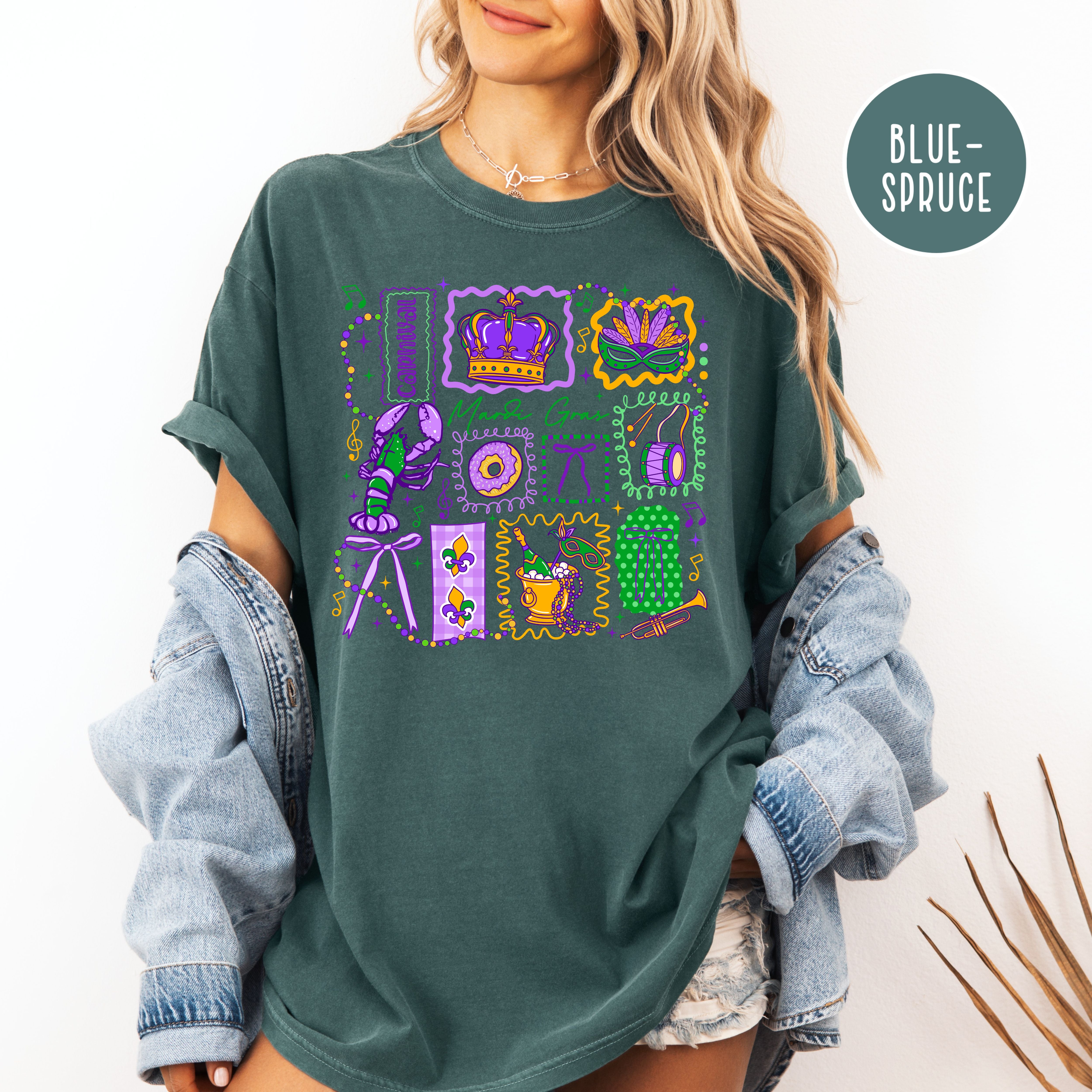 Festive Mardi Gras Comfort Colors T-Shirt, New Orleans Travel Shirt