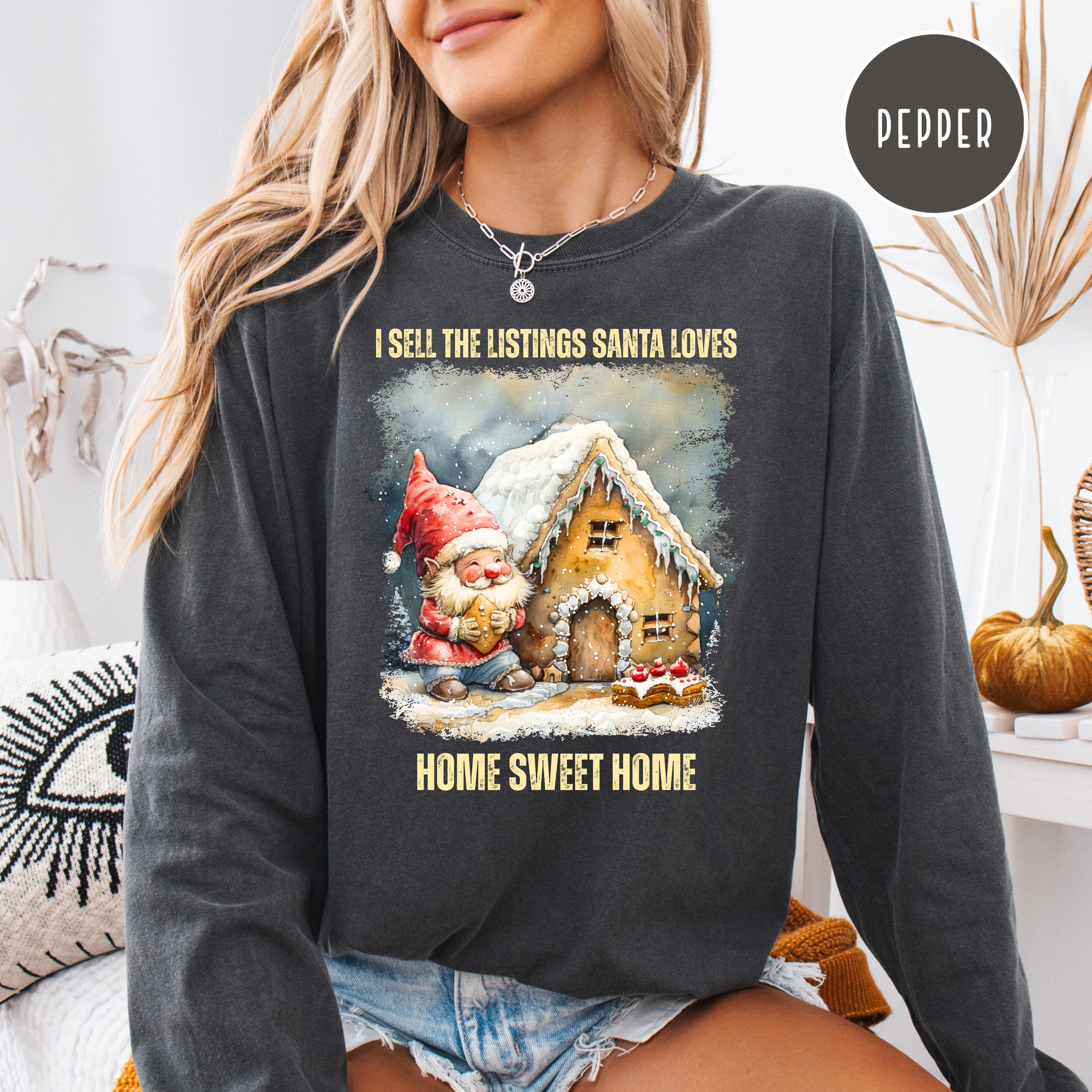 Real Estate Agent Christmas Comfort Colors Unisex Long Sleeve Tee