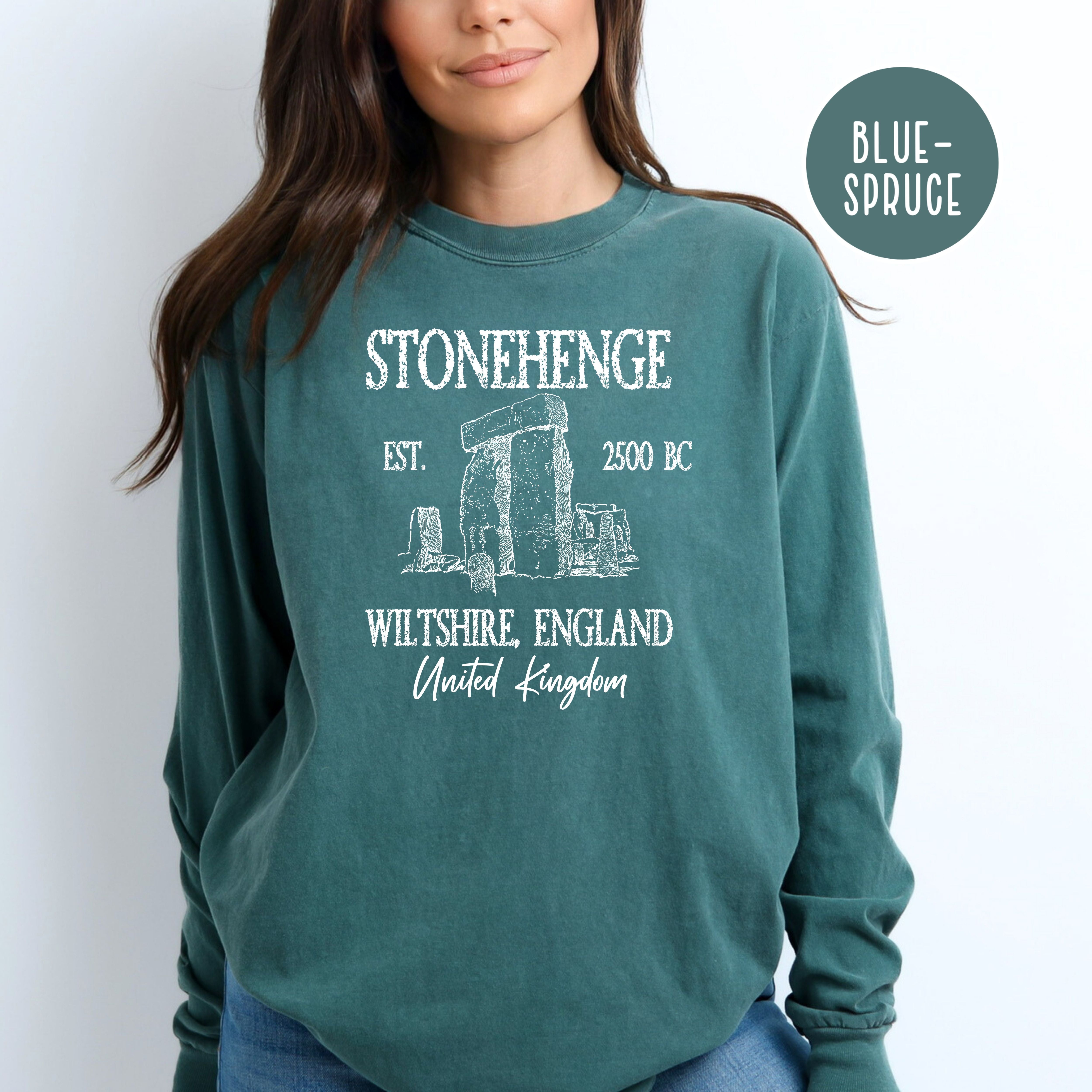 Stonehenge England Grunge Comfort Colors Long Sleeve Tee