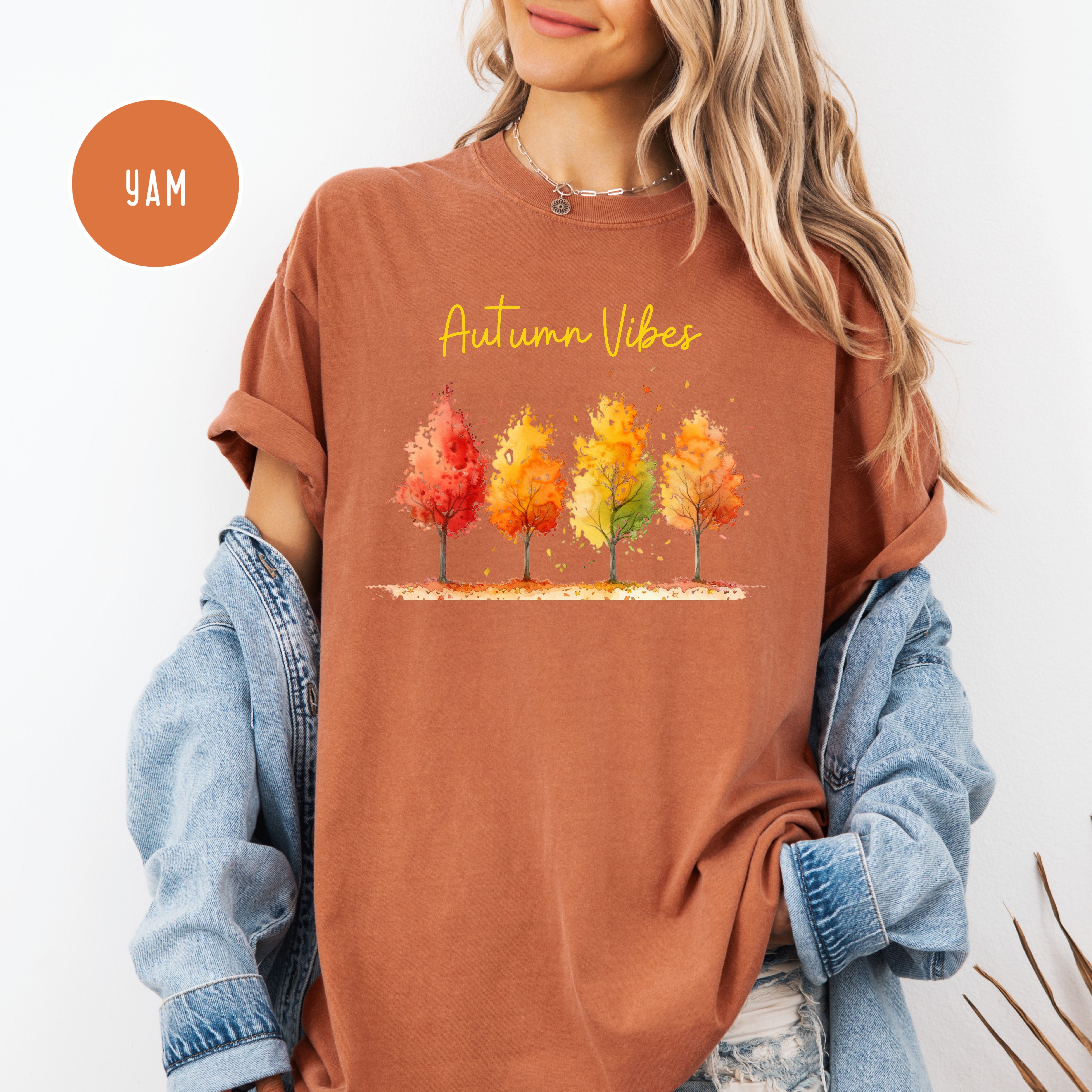 Autumn Vibes Colorful Fall Leaves Comfort Colors Tee, Thanksgiving Season Gift Shirt
