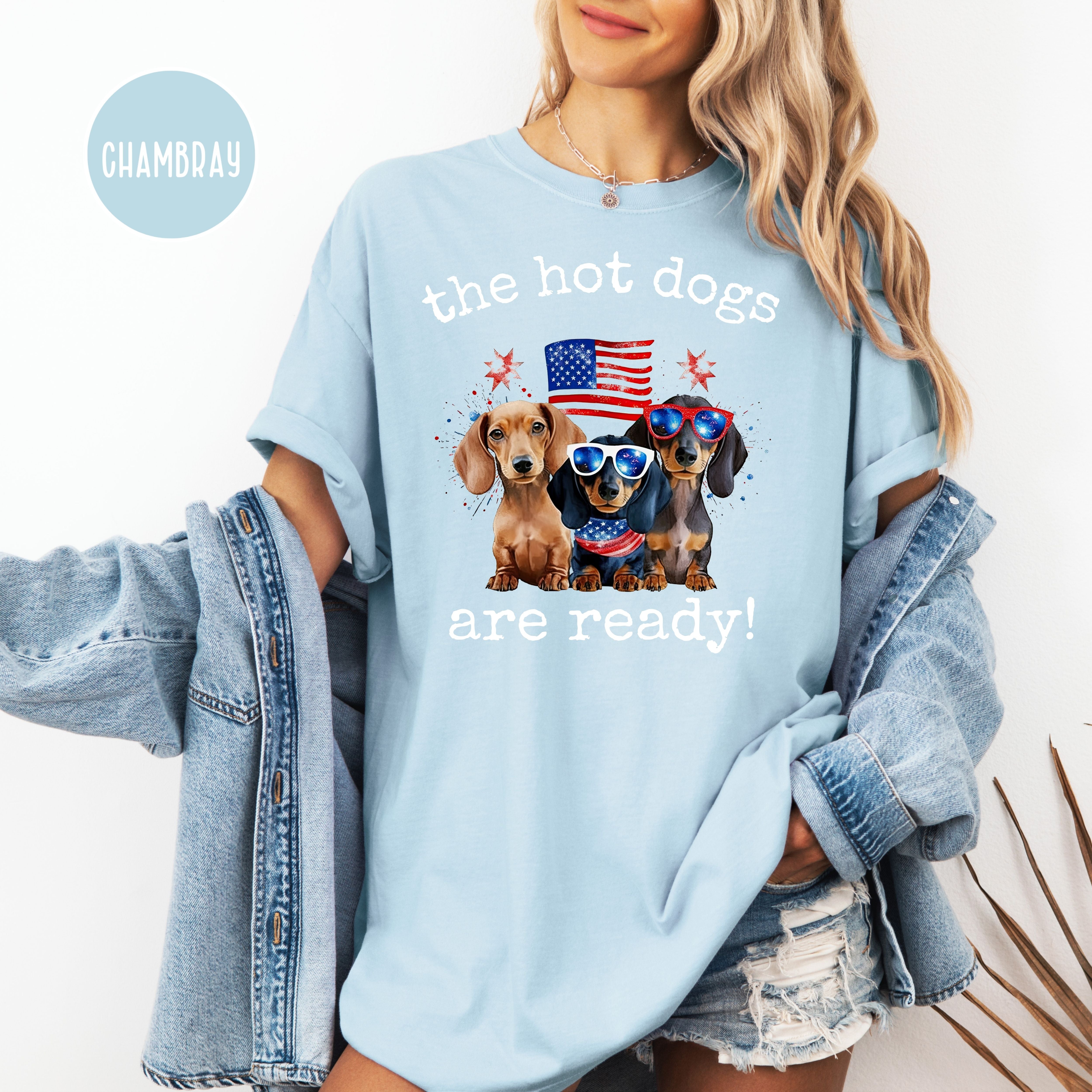 Funny 4th of July Wiener Dog Lover Comfort Colors Tee