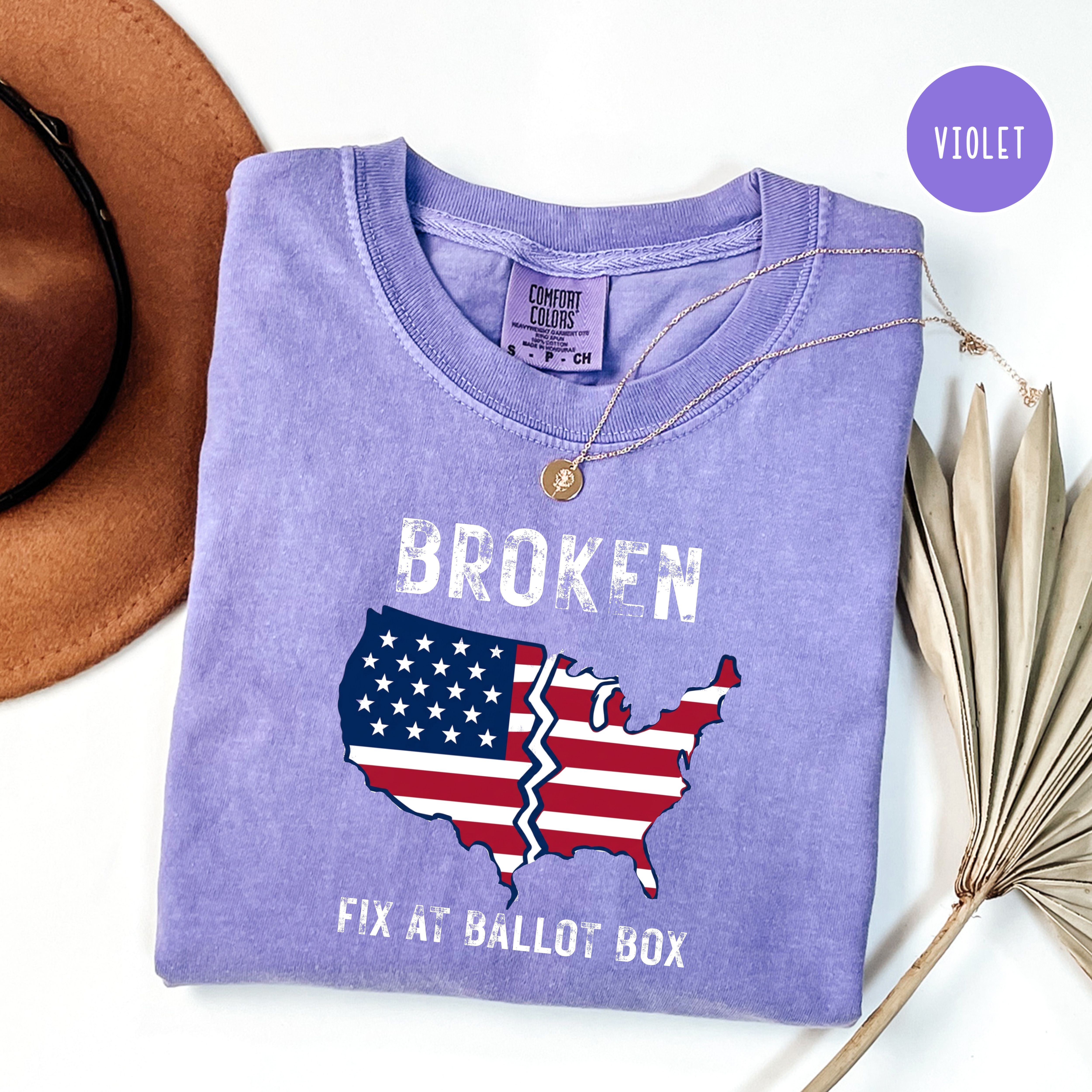 America is Broken Fix at Ballot Unisex Comfort Colors T-Shirt, Voting Tee Shirt, Election Tee Shirt, Politics Shirt, Protest Shirt