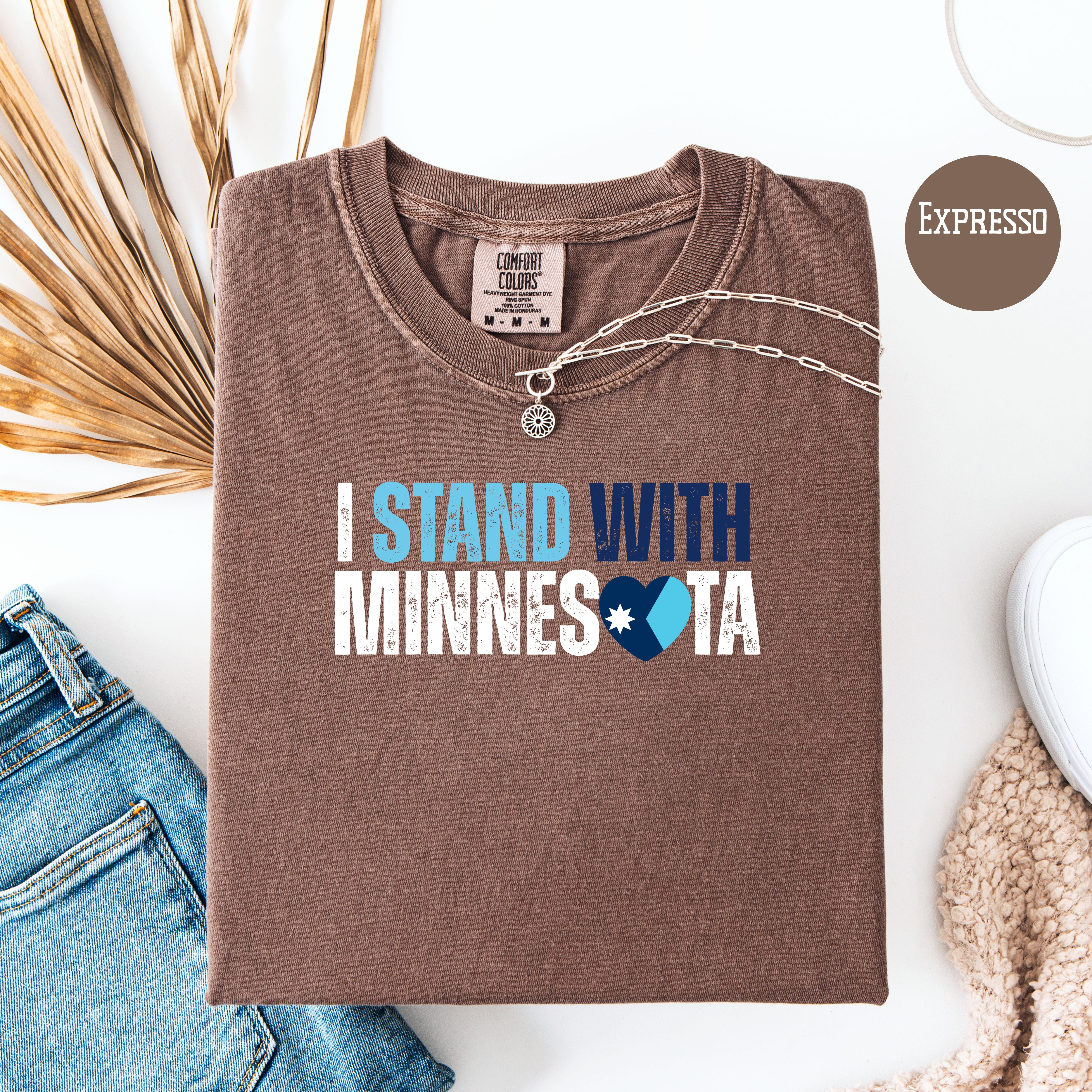 I Stand With Minnesota Unisex Comfort Colors T-Shirt, Minnesota Minneapolis Gift, Anti Trump, Anti ICE, Minnesota Gift Shirt