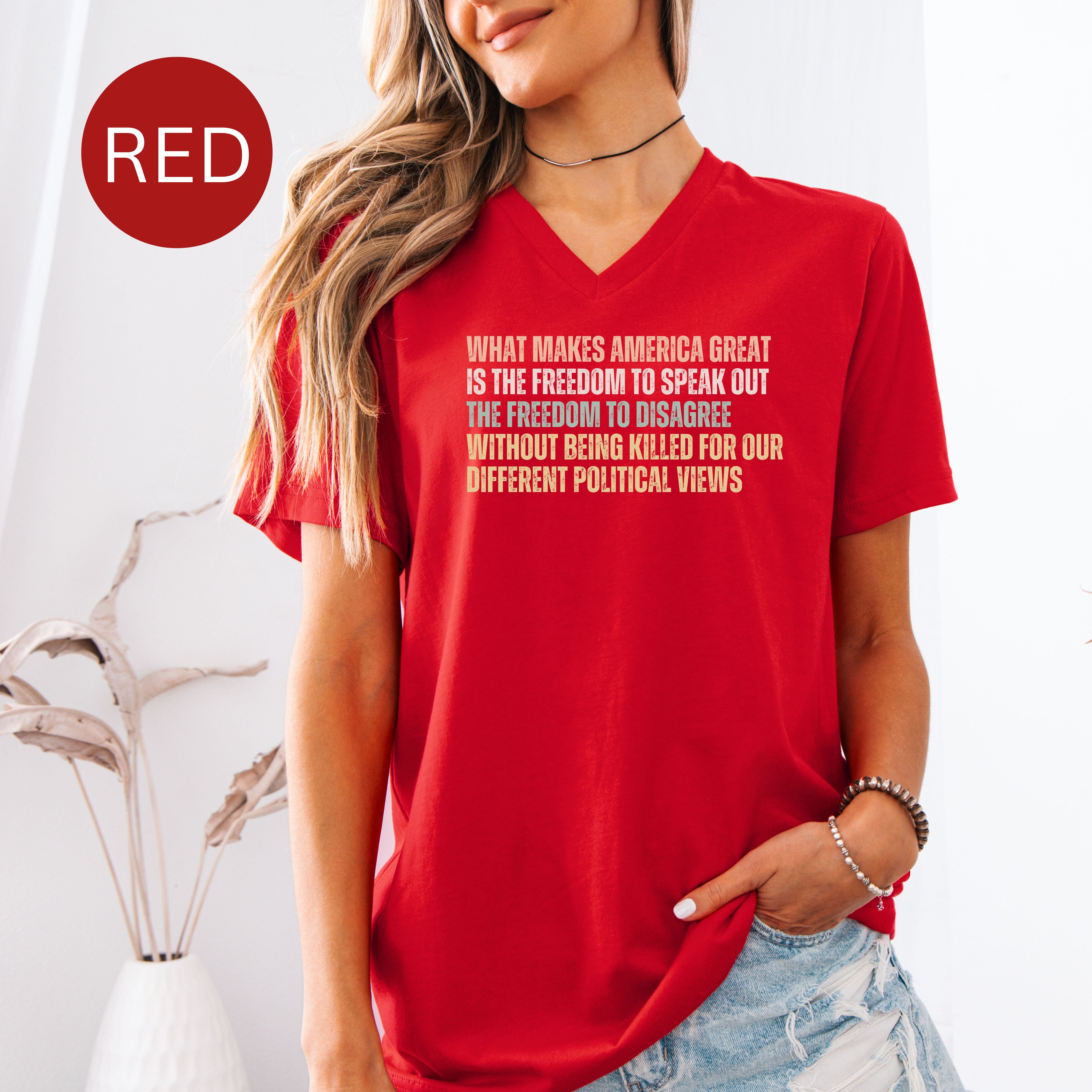 Freedom To Disagree Bella Canvas V-Neck Tee, Protest Tee Shirt