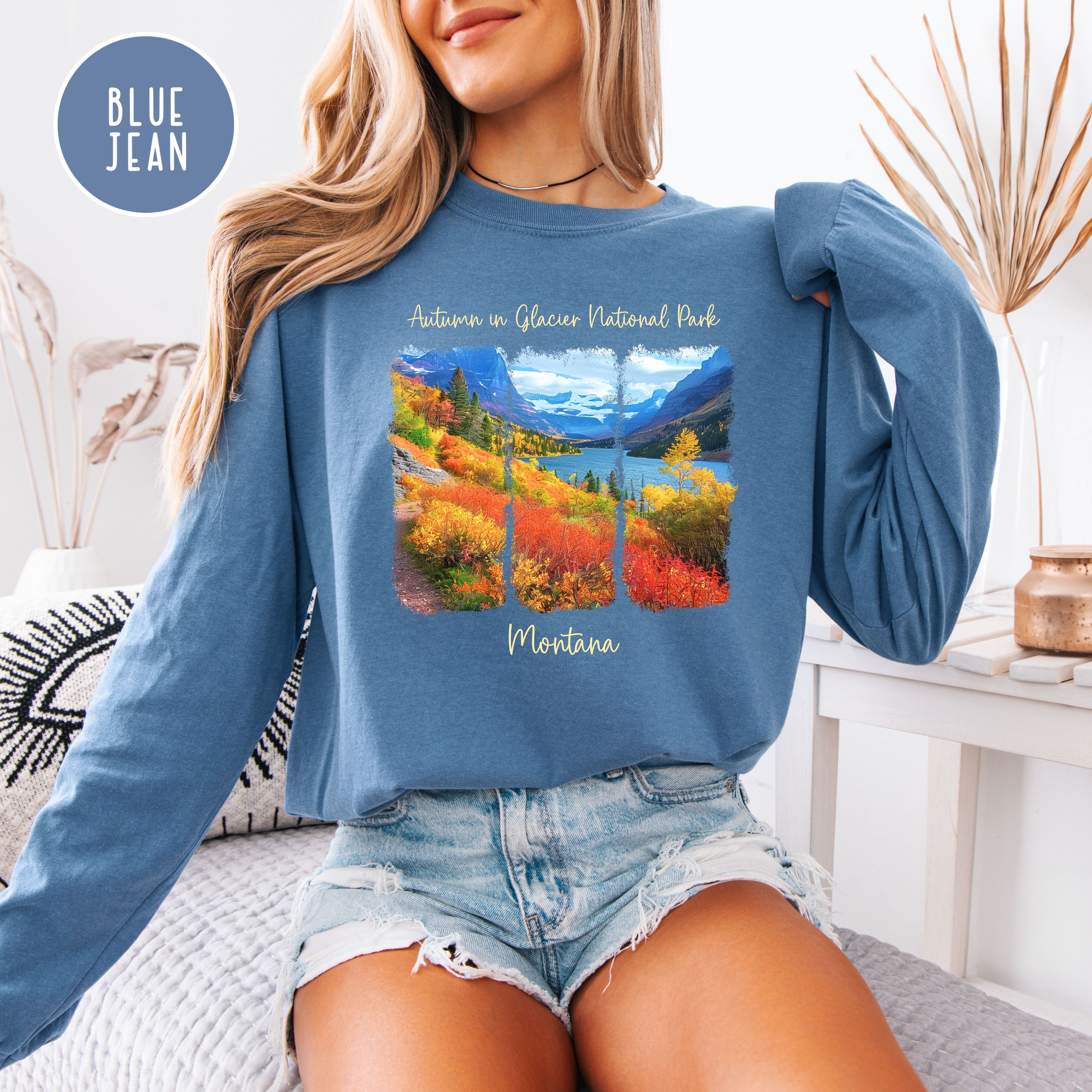 Glacier National Park in Autumn Long Sleeve Comfort Colors Tee