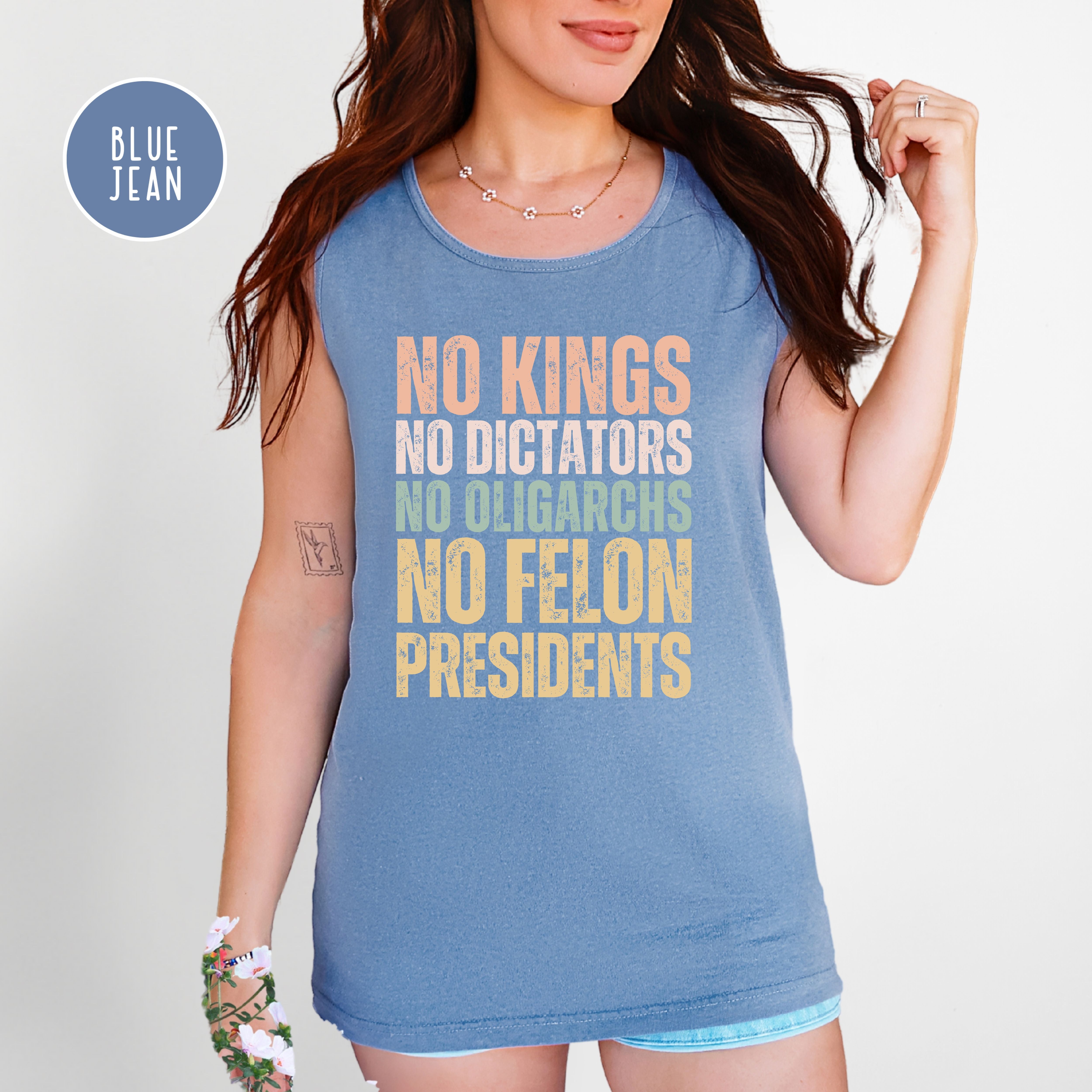 No Kings No Dictators No Felon Presidents Comfort Colors Tank Top