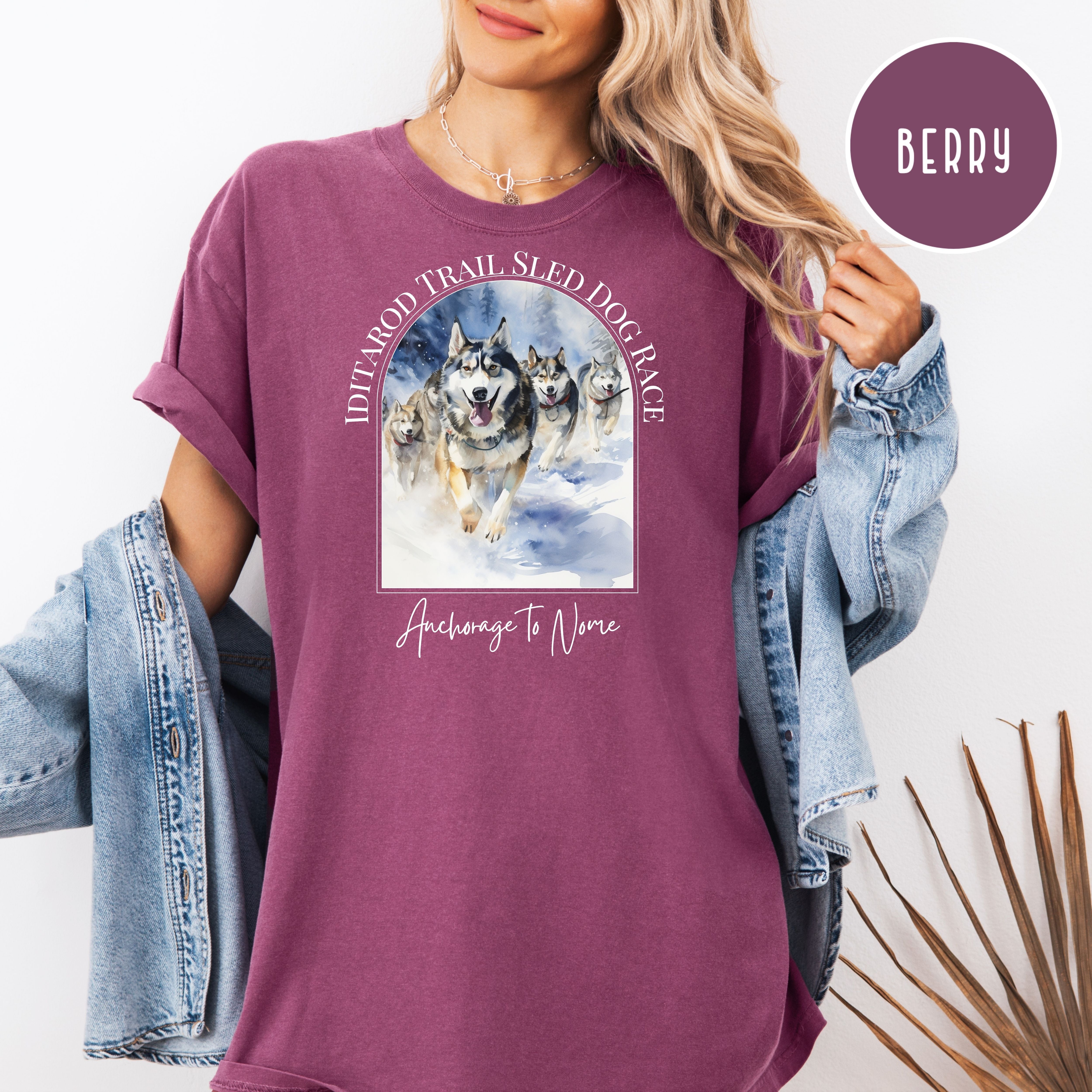 Iditarod Dog Race Comfort Colors T-Shirt, Alaskan Huskies Shirt