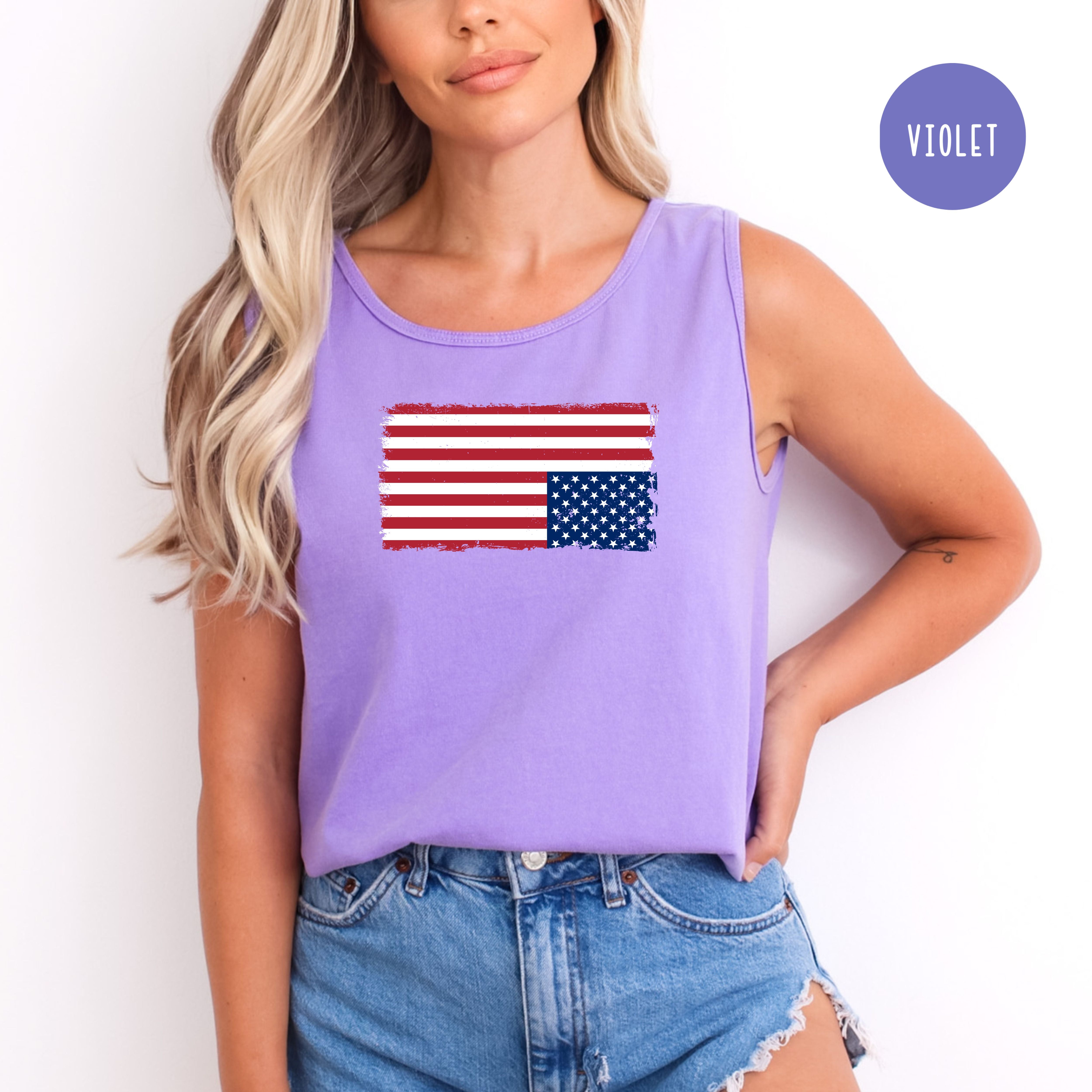 Upside Down Flag Comfort Colors Tank Top, Anti Trump Protest Shirt, Democrat Gift Shirt, Pro Democracy Anti Fascism Tank Top